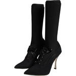 Dolce & Gabbana Black Stiletto Heels Mid Calf Boots Shoes LA11364-38.5