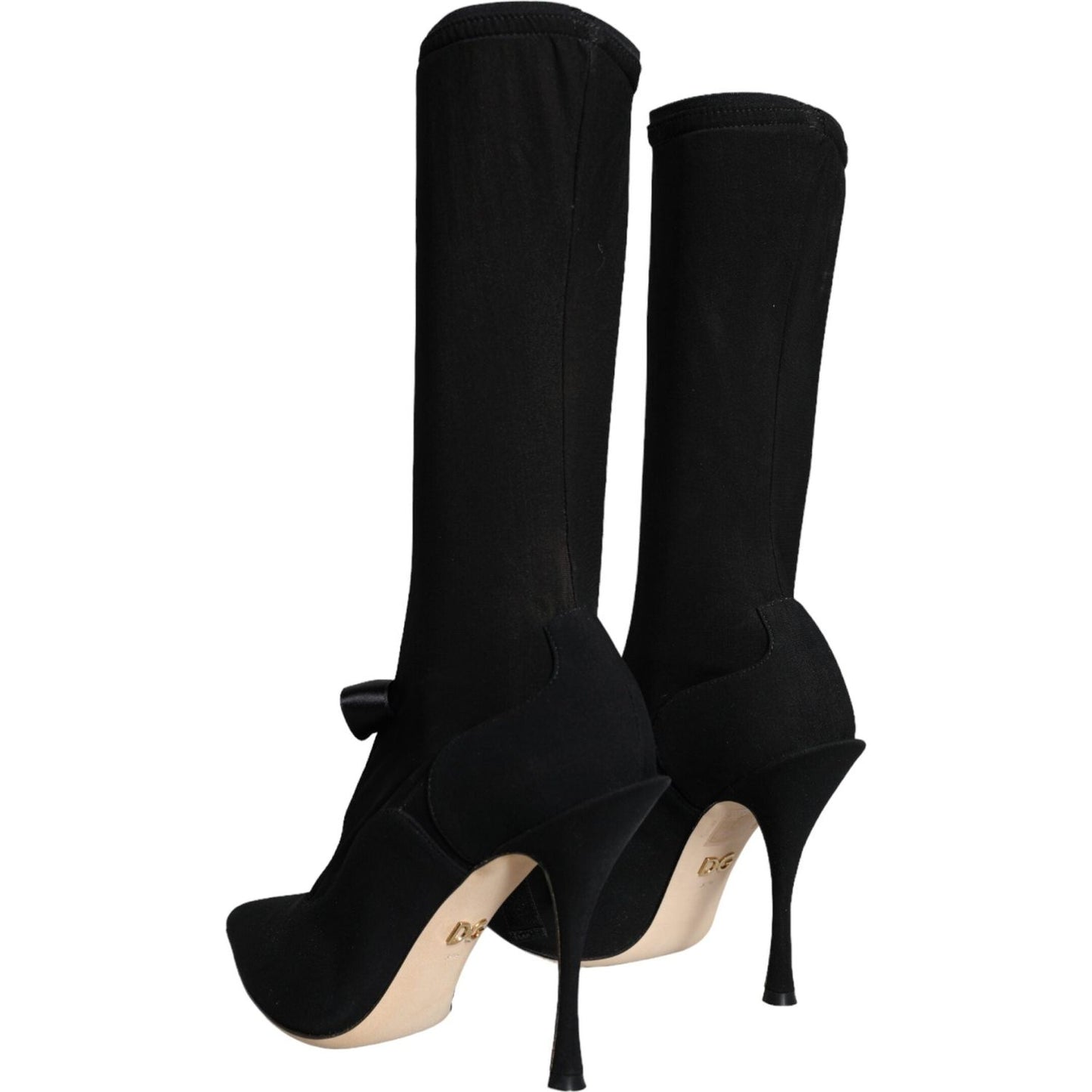 Dolce & Gabbana Black Stiletto Heels Mid Calf Boots Shoes LA11364-38.5