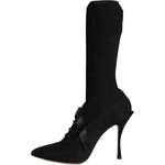 Dolce & Gabbana Black Stiletto Heels Mid Calf Boots Shoes LA11364-38.5
