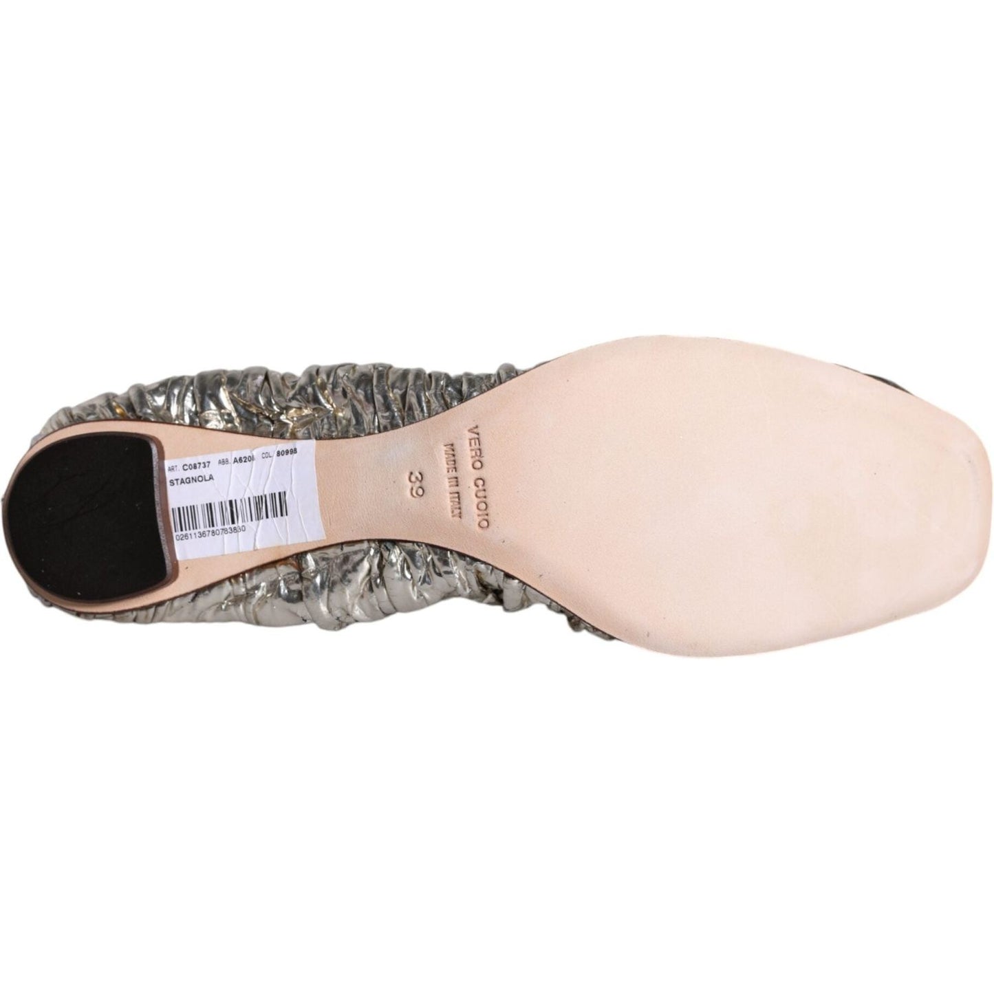 Dolce & Gabbana Silver Patent Leather Scrunch Ballet Flats Shoes Dolce & Gabbana Light Gray