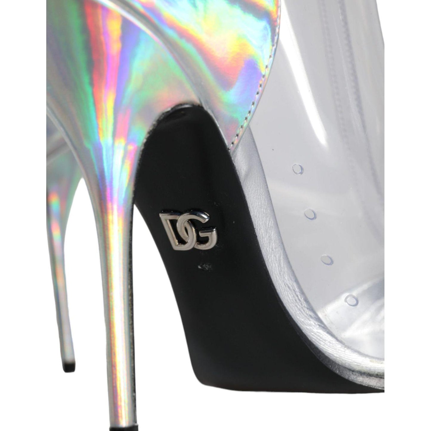 Dolce & Gabbana Silver Iridescent PVC Pointed Short Boots Shoes Dolce & Gabbana Gray