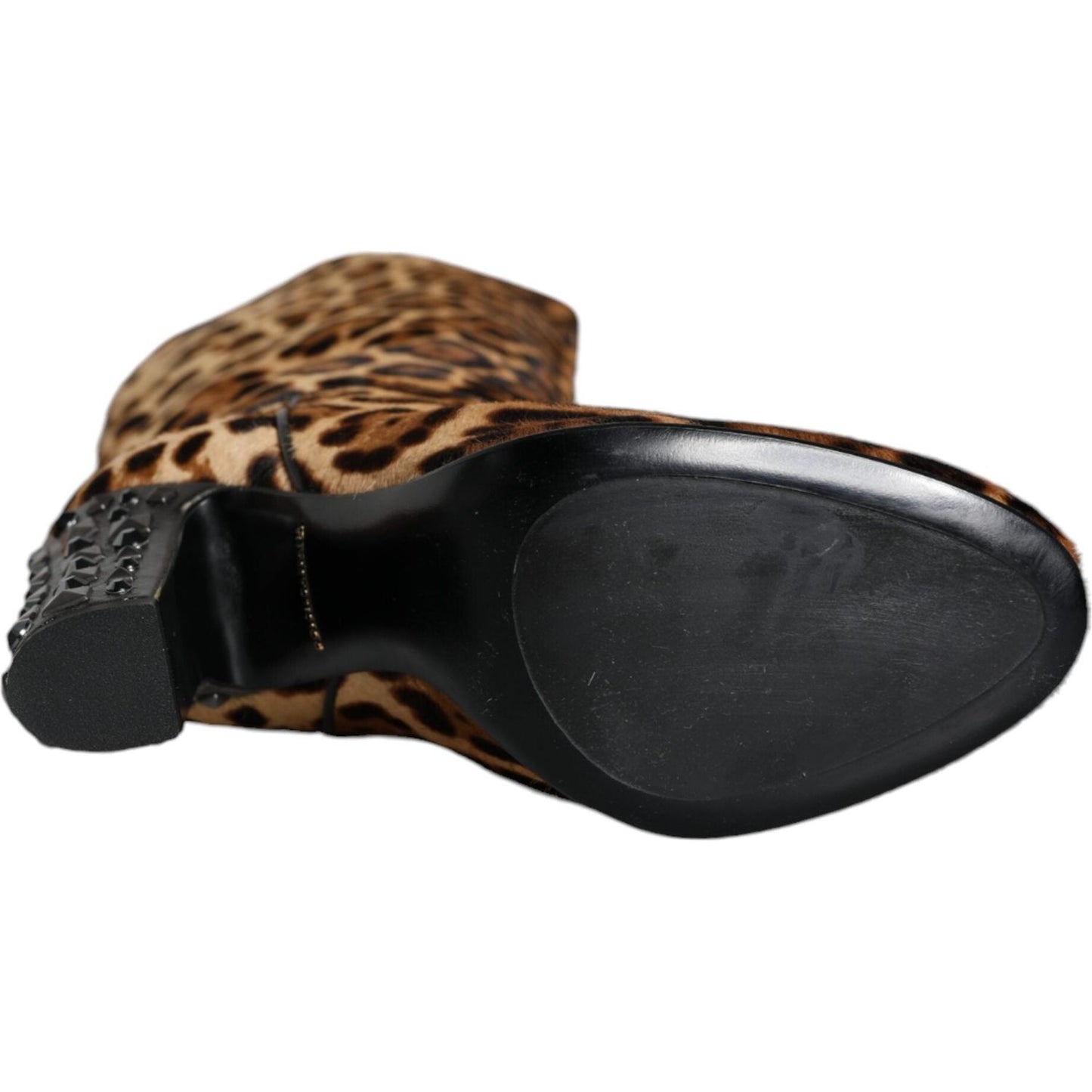 Dolce & Gabbana Beige Black Leopard Knee High Boots Shoes Dolce & Gabbana Dark Slate Gray
