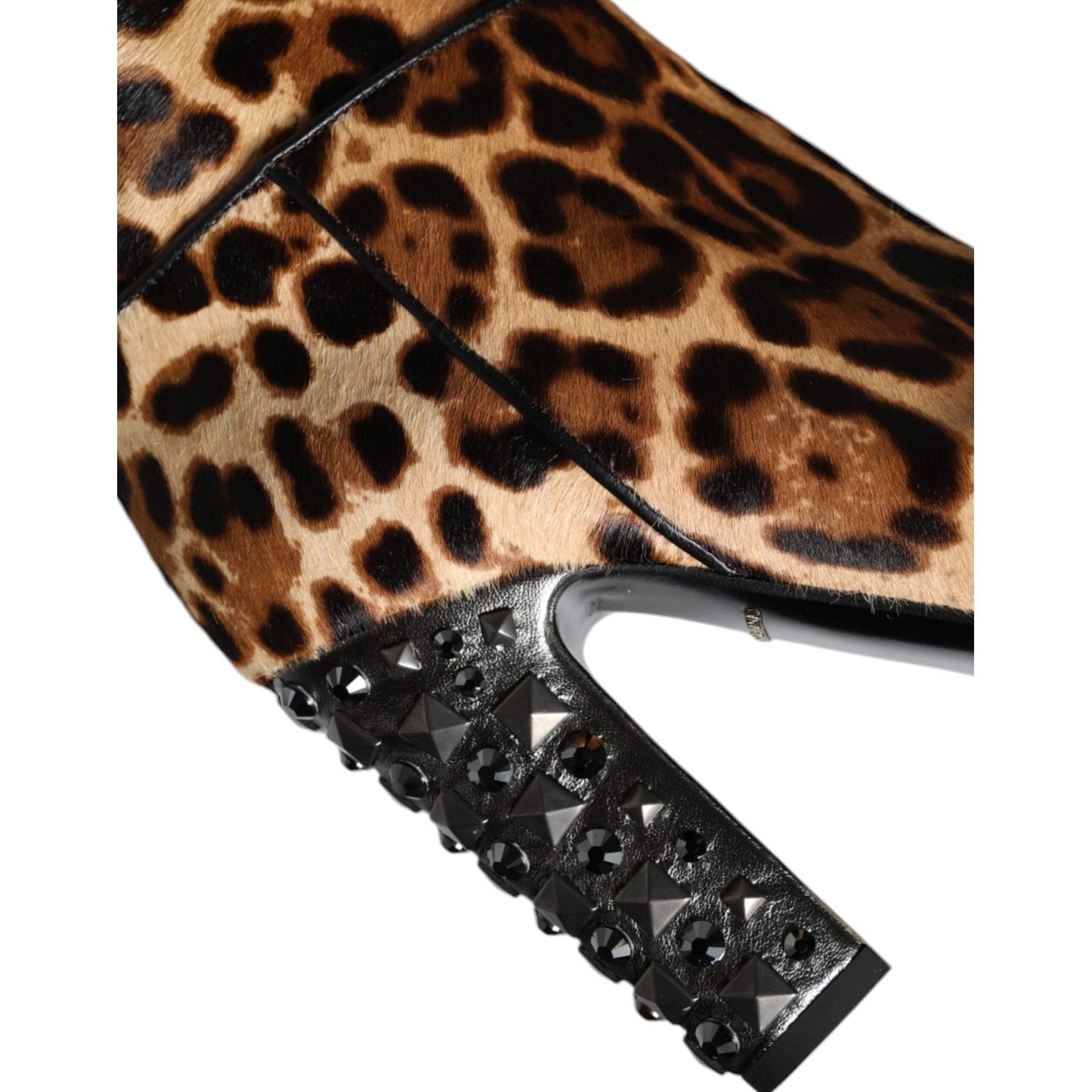 Dolce & Gabbana Beige Black Leopard Knee High Boots Shoes Dolce & Gabbana Tan