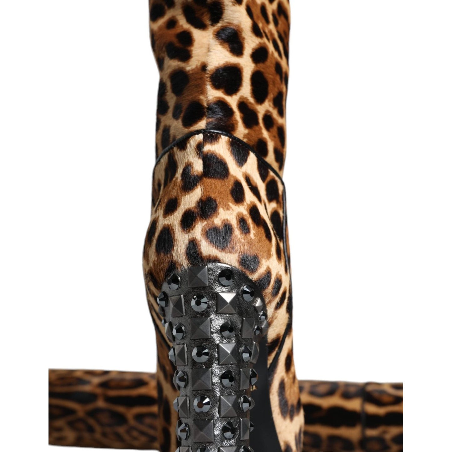 Dolce & Gabbana Beige Black Leopard Knee High Boots Shoes Dolce & Gabbana Dark Slate Gray