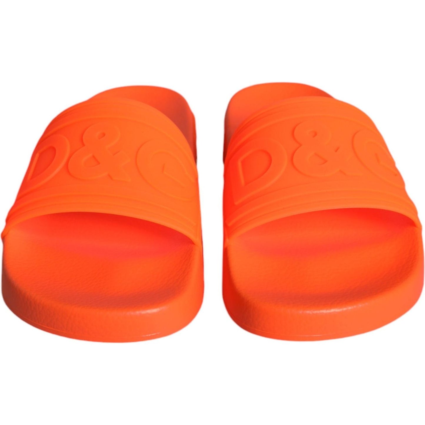 Dolce & Gabbana Orange Rubber Slides Sandals Beachwear Shoes Dolce & Gabbana Tomato