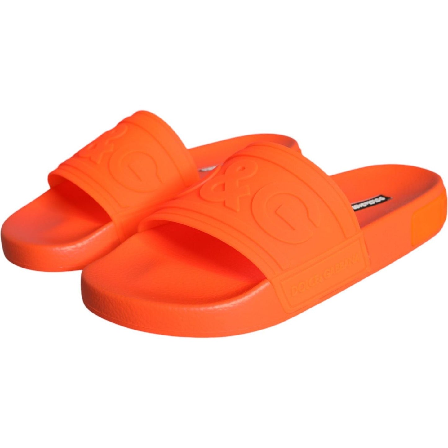 Dolce & Gabbana Orange Rubber Slides Sandals Beachwear Shoes Dolce & Gabbana Tomato