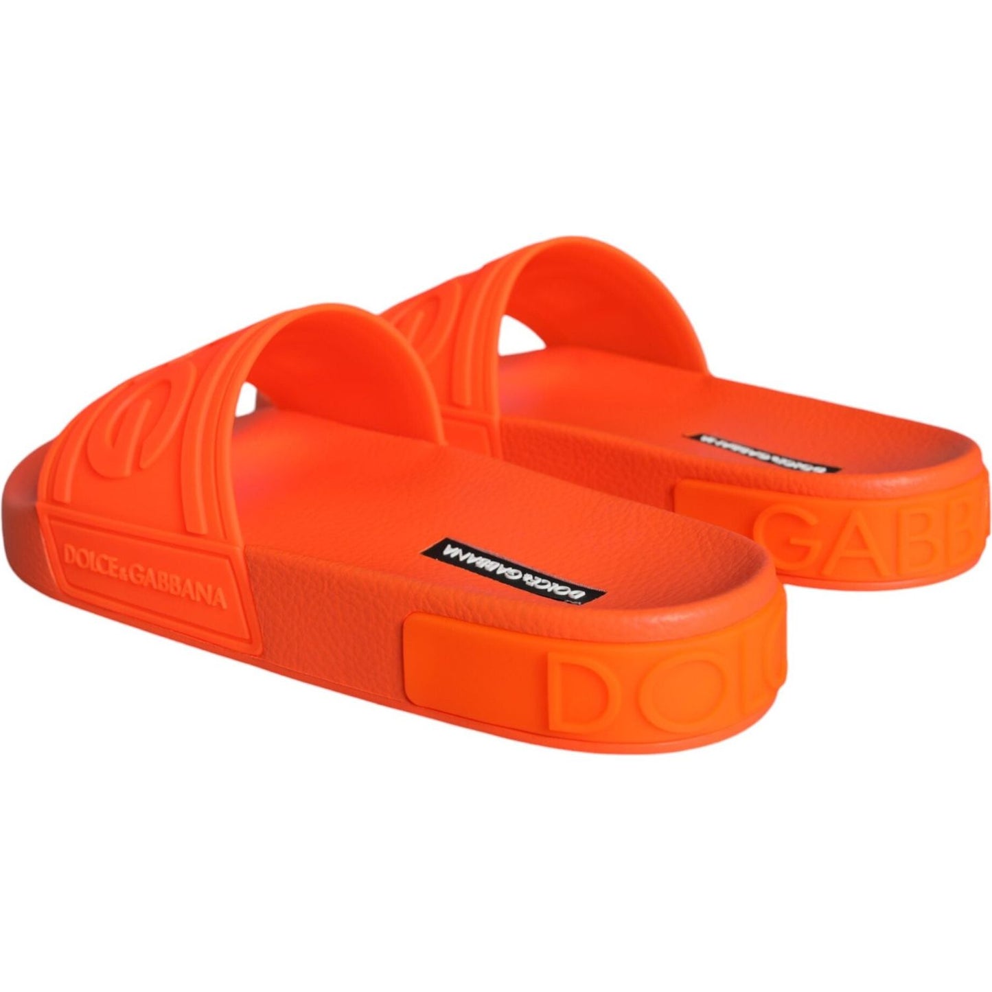 Dolce & Gabbana Orange Rubber Slides Sandals Beachwear Shoes Dolce & Gabbana Orange Red