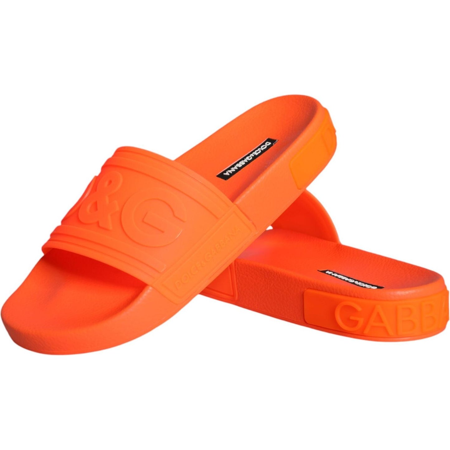Dolce & Gabbana Orange Rubber Slides Sandals Beachwear Shoes Dolce & Gabbana Tomato