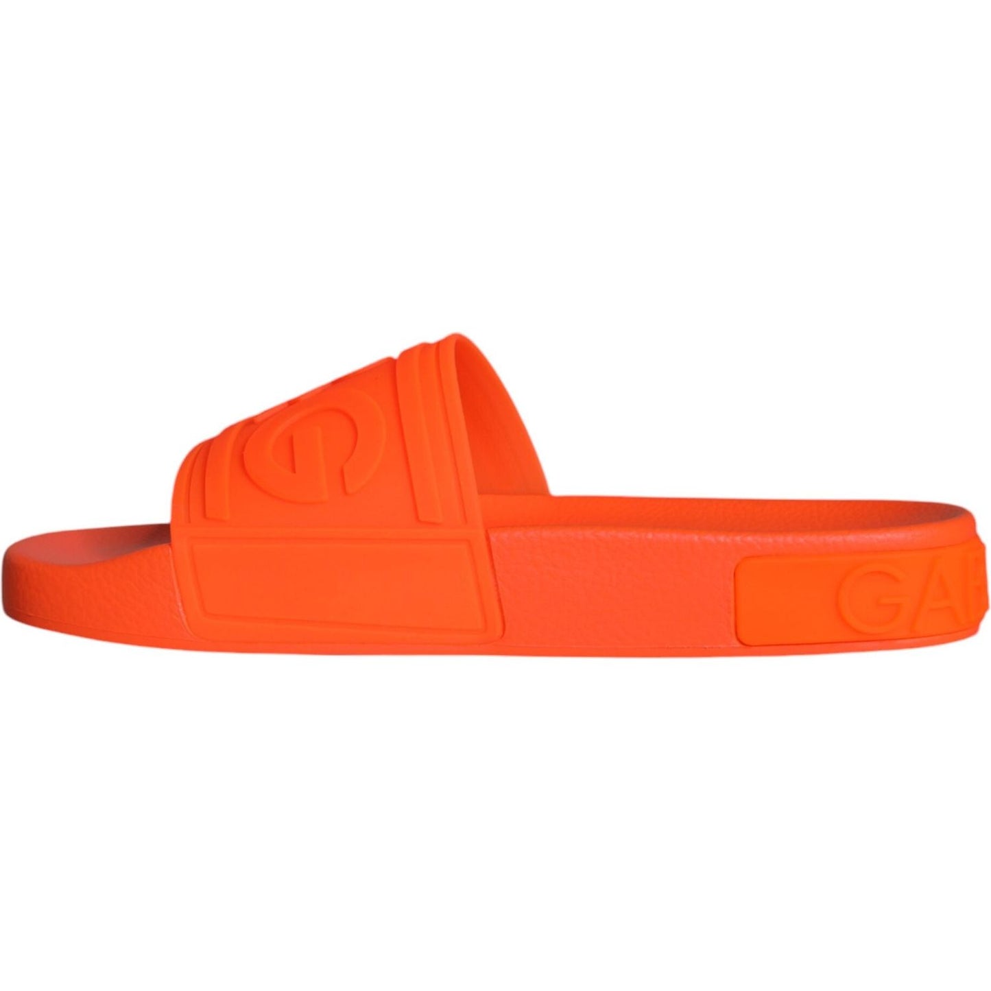 Dolce & Gabbana Orange Rubber Slides Sandals Beachwear Shoes Dolce & Gabbana Tomato