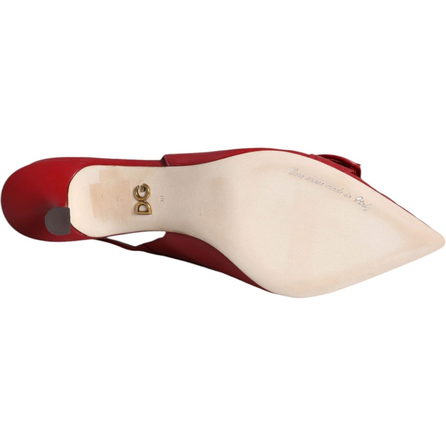 Dolce & Gabbana Red Devotion Leather Heels Slingback Shoes Dolce & Gabbana Light Gray