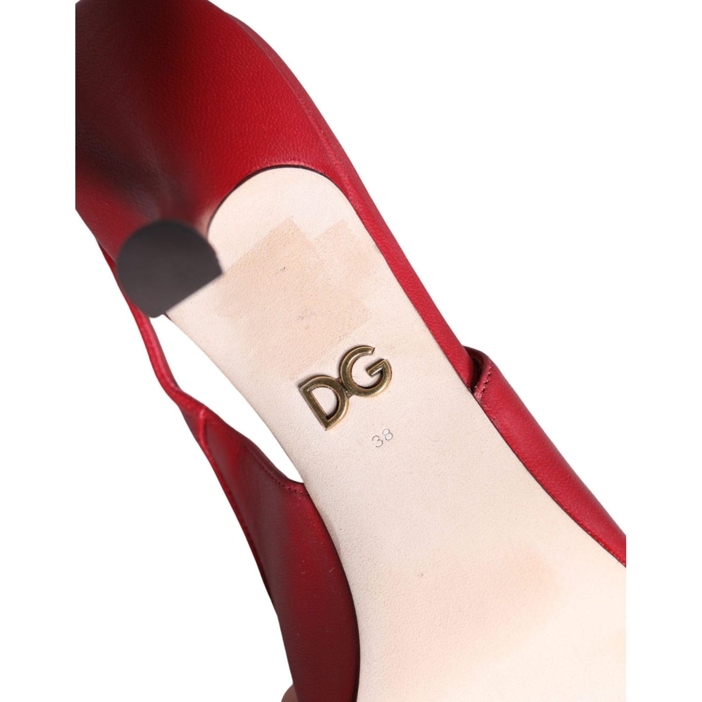 Dolce & Gabbana Red Devotion Leather Heels Slingback Shoes Dolce & Gabbana Antique White