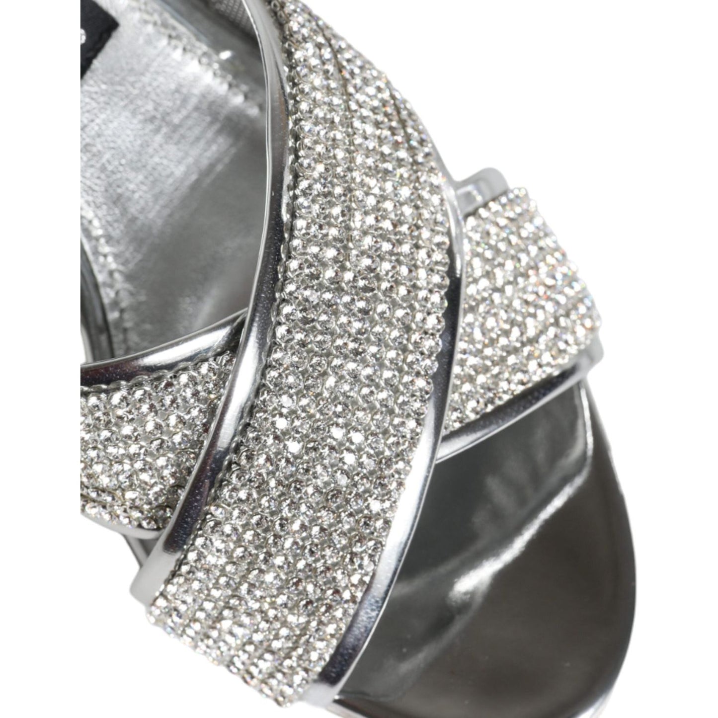 Dolce & Gabbana Silver Crystals Keira Heels Slides Shoes Dolce & Gabbana Dark Gray