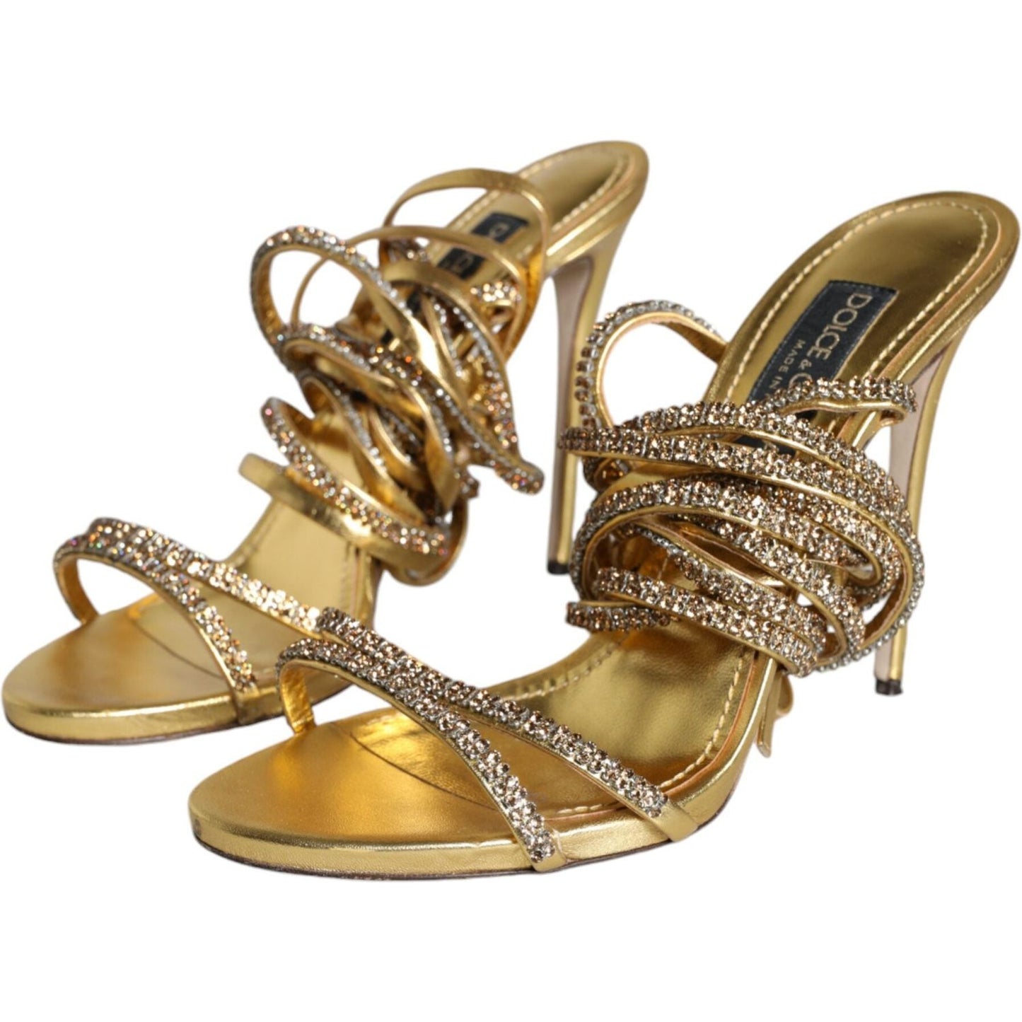 Dolce & Gabbana Gold Crystals Keira Heels Sandals Shoes Dolce & Gabbana Sienna