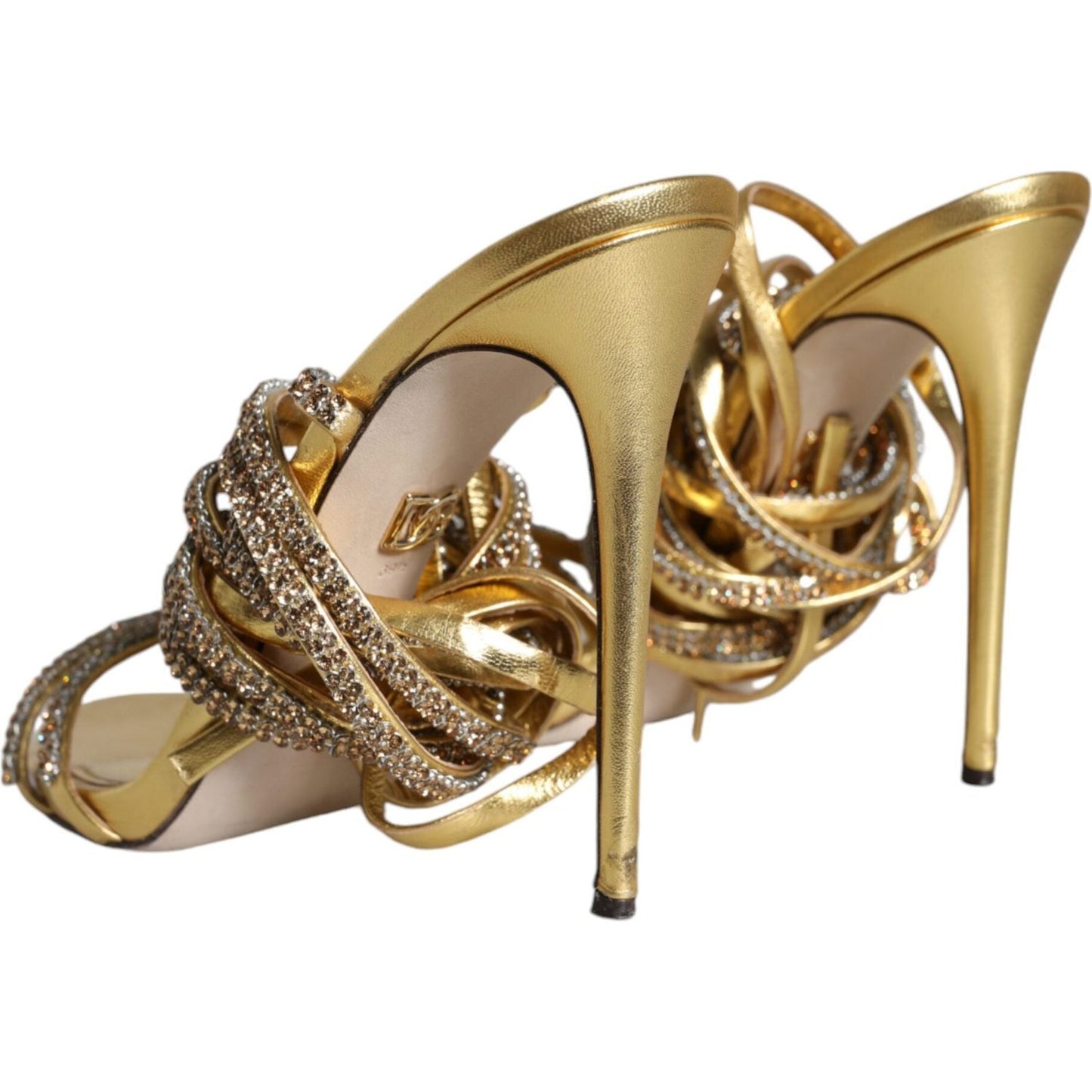 Dolce & Gabbana Gold Crystals Keira Heels Sandals Shoes Dolce & Gabbana Dark Khaki