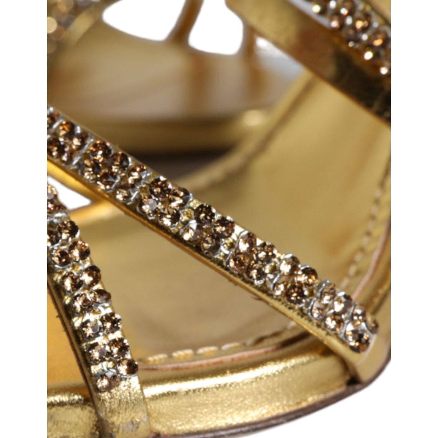 Dolce & Gabbana Gold Crystals Keira Heels Sandals Shoes Dolce & Gabbana Dark Khaki