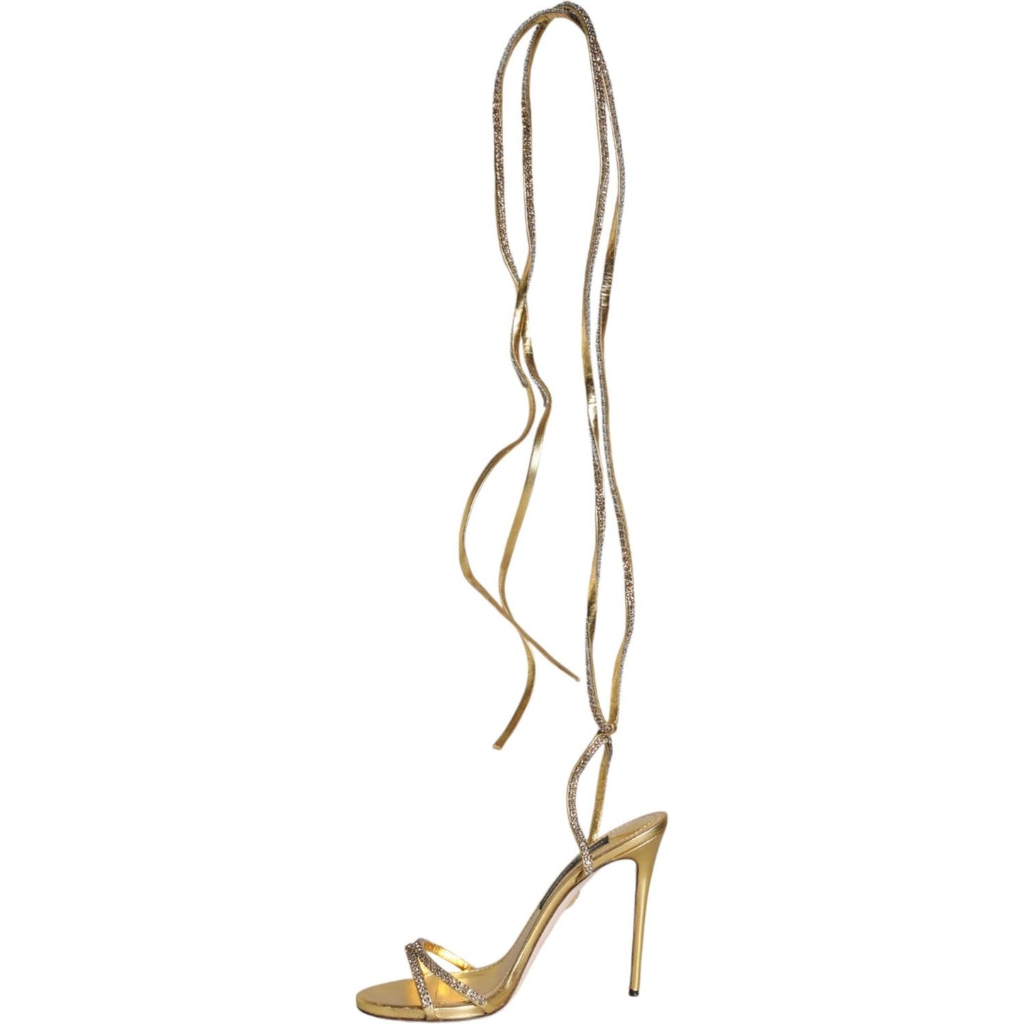 Dolce & Gabbana Gold Crystals Keira Heels Sandals Shoes Dolce & Gabbana Rosy Brown