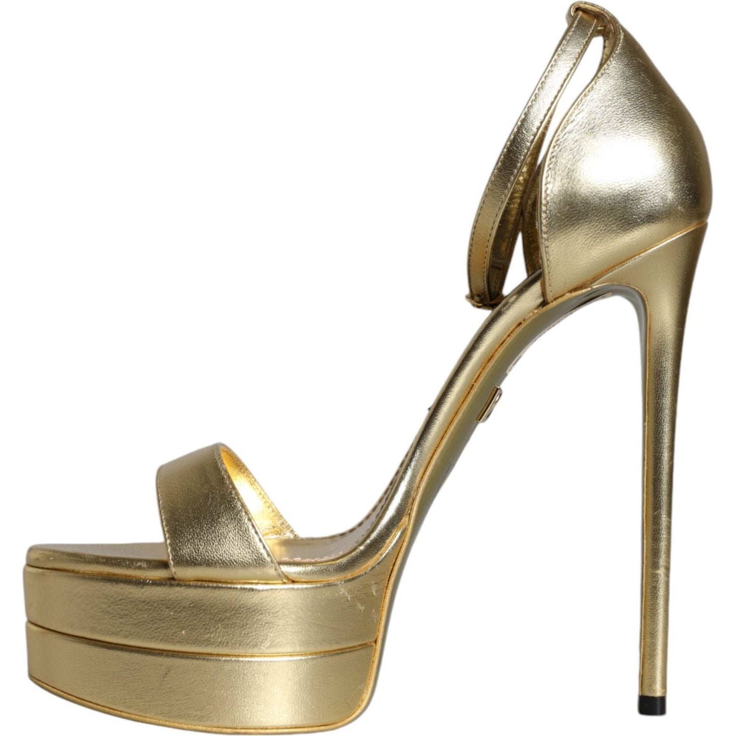 Dolce & Gabbana Gold Leather Platform Keira Sandals Shoes Dolce & Gabbana Dim Gray