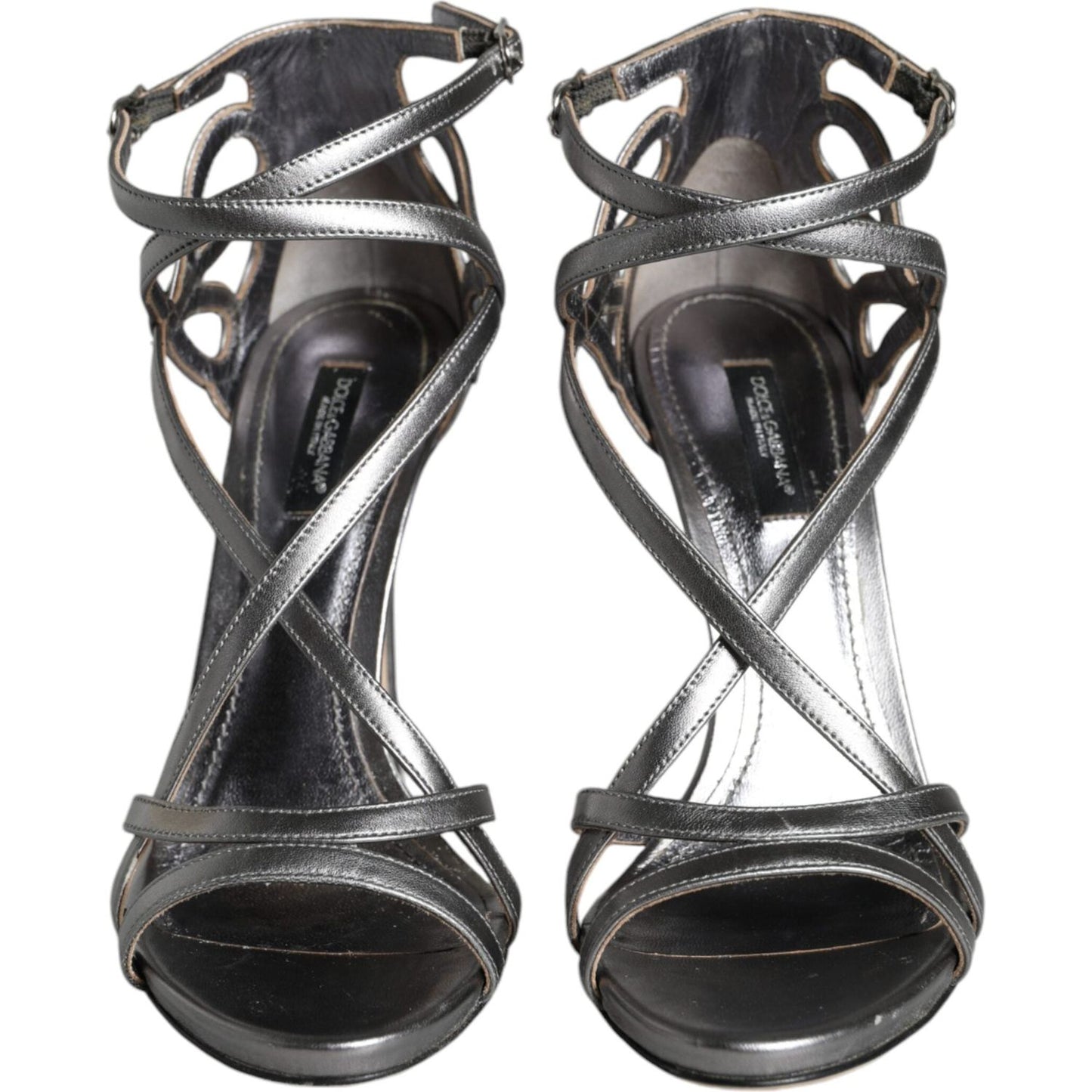 Dolce & Gabbana Silver Keira Leather Heels Sandals Shoes Dolce & Gabbana Dark Slate Gray