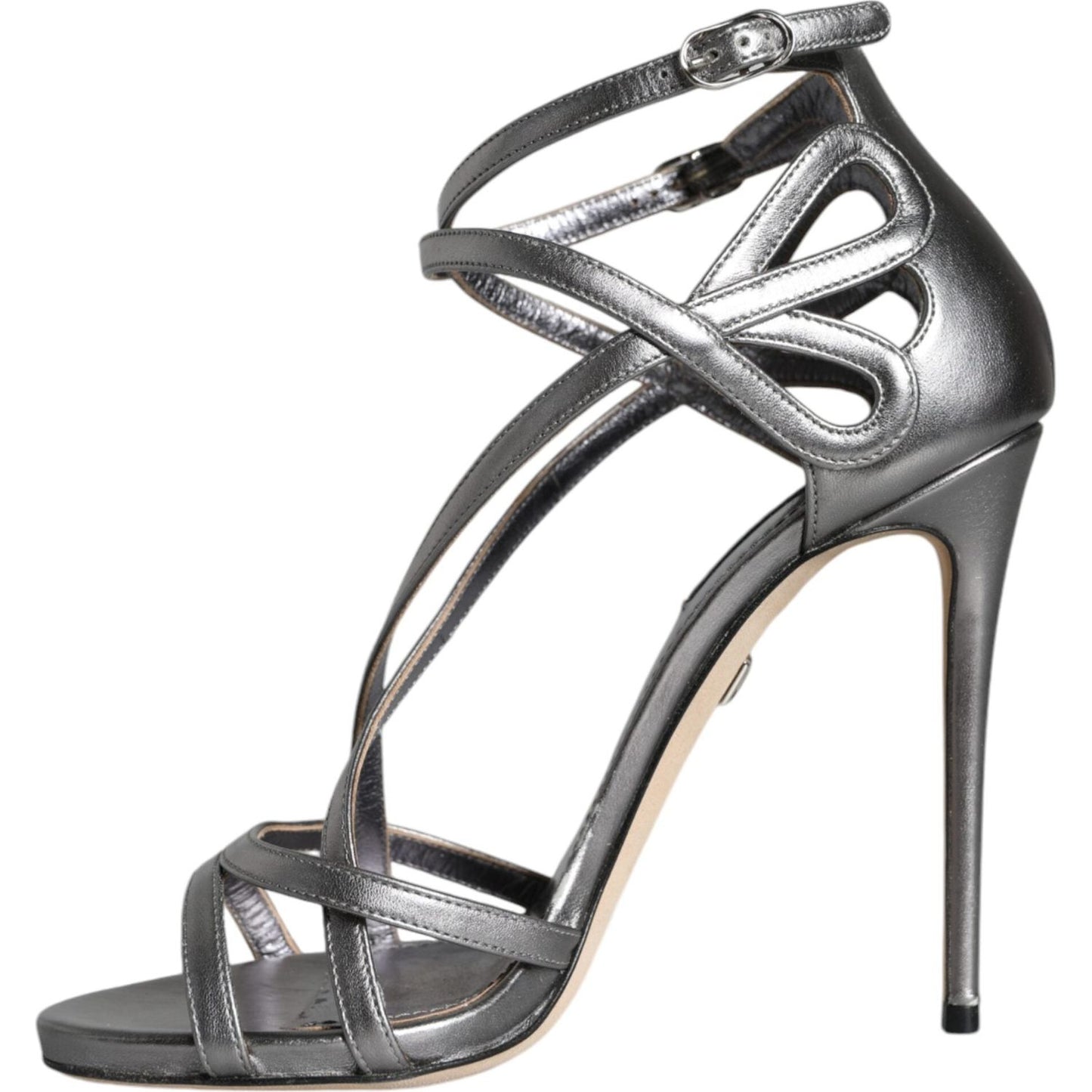 Dolce & Gabbana Silver Keira Leather Heels Sandals Shoes Dolce & Gabbana Dim Gray