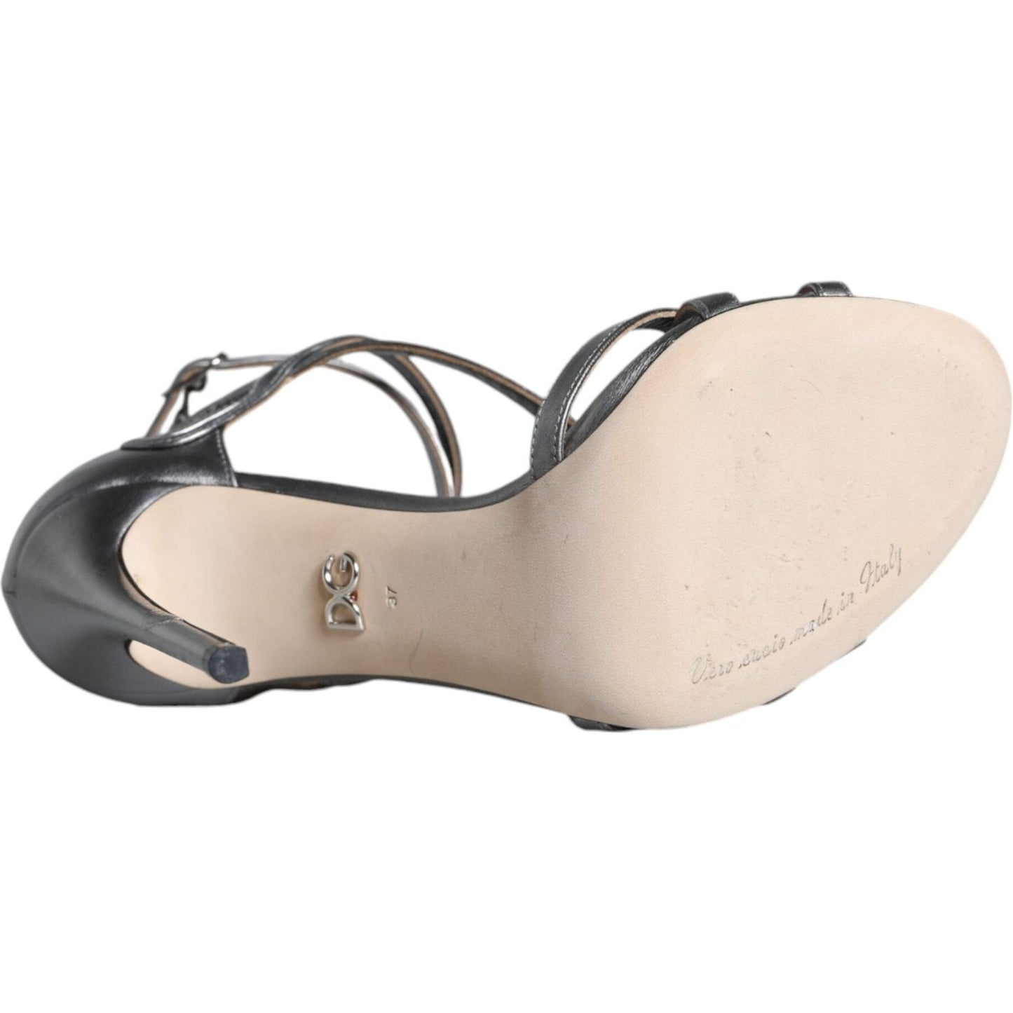 Dolce & Gabbana Silver Keira Leather Heels Sandals Shoes Dolce & Gabbana Light Gray