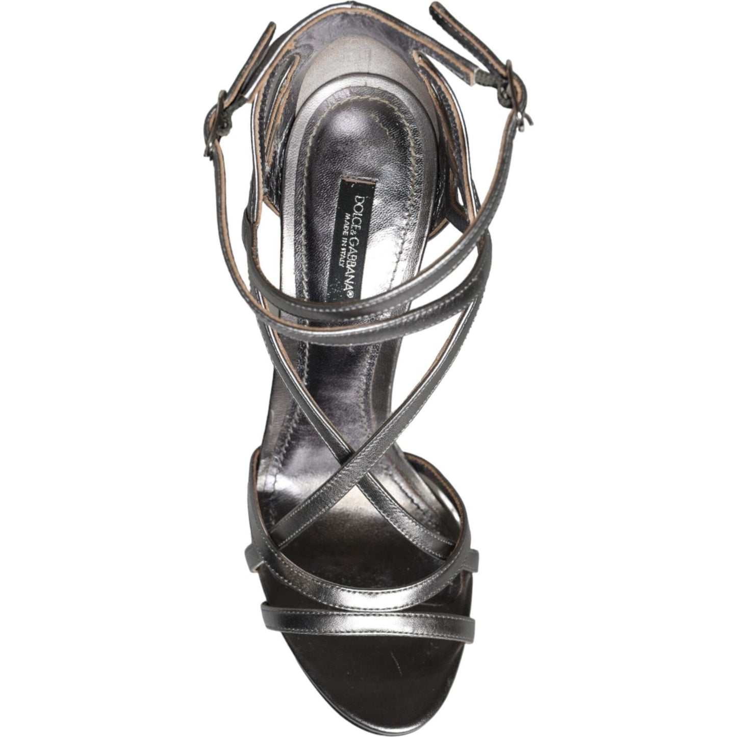 Dolce & Gabbana Silver Keira Leather Heels Sandals Shoes Dolce & Gabbana Dark Slate Gray