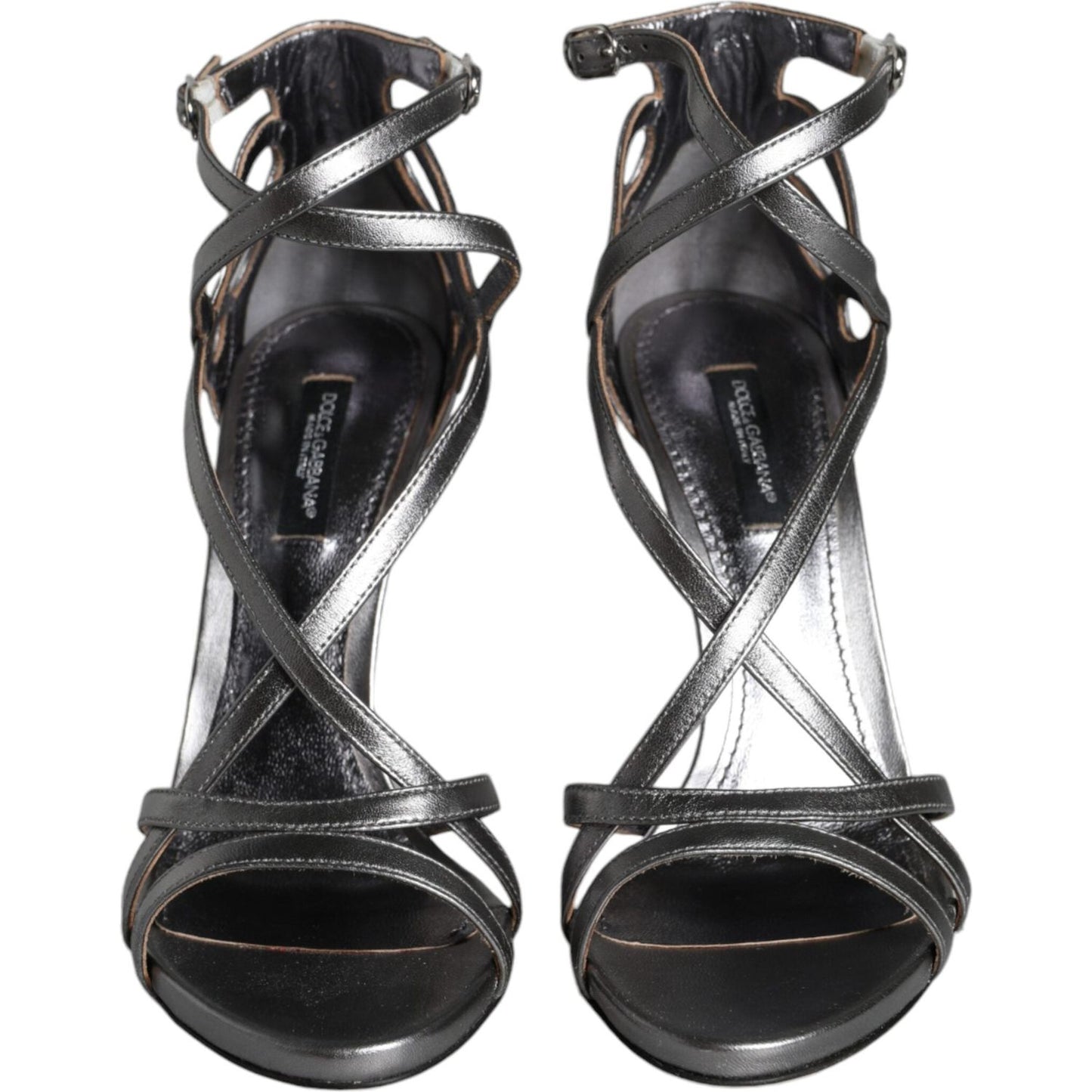 Dolce & Gabbana Silver Keira Leather Heels Sandals Shoes Dolce & Gabbana Dark Slate Gray