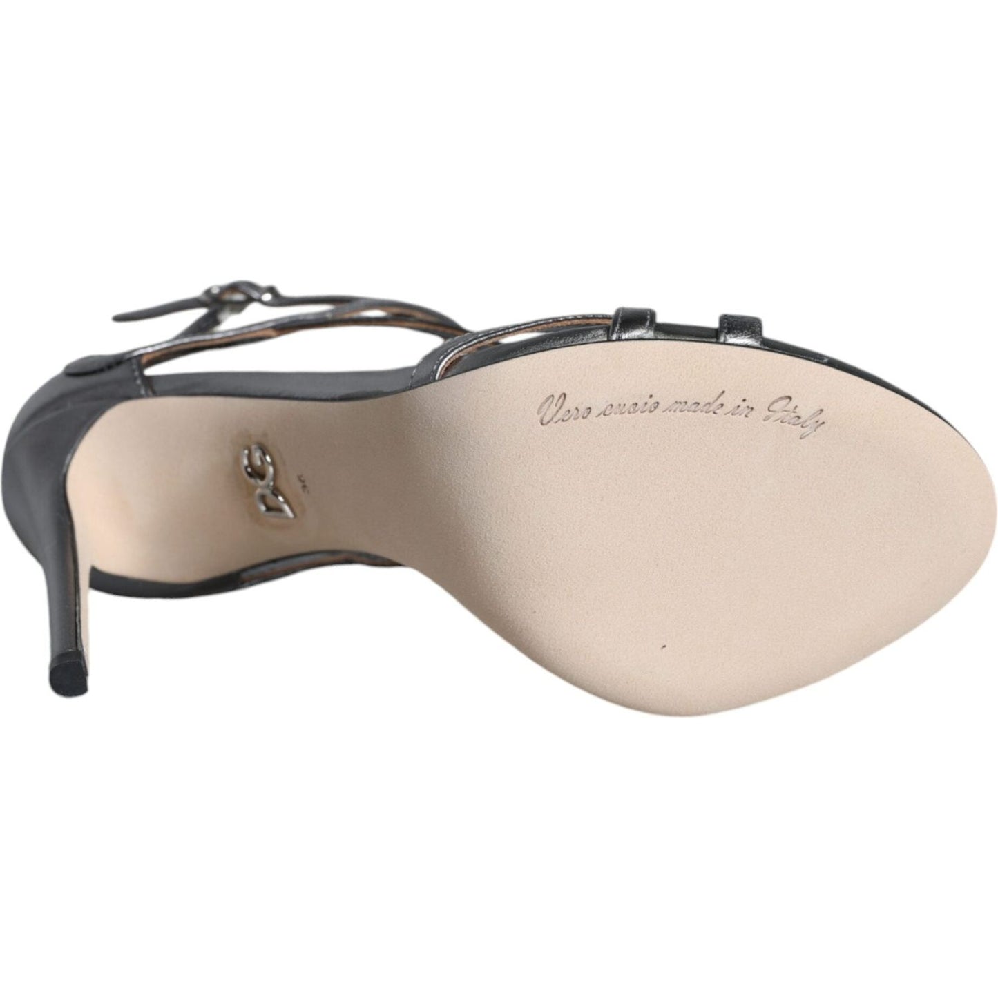 Dolce & Gabbana Silver Keira Leather Heels Sandals Shoes Dolce & Gabbana Light Gray