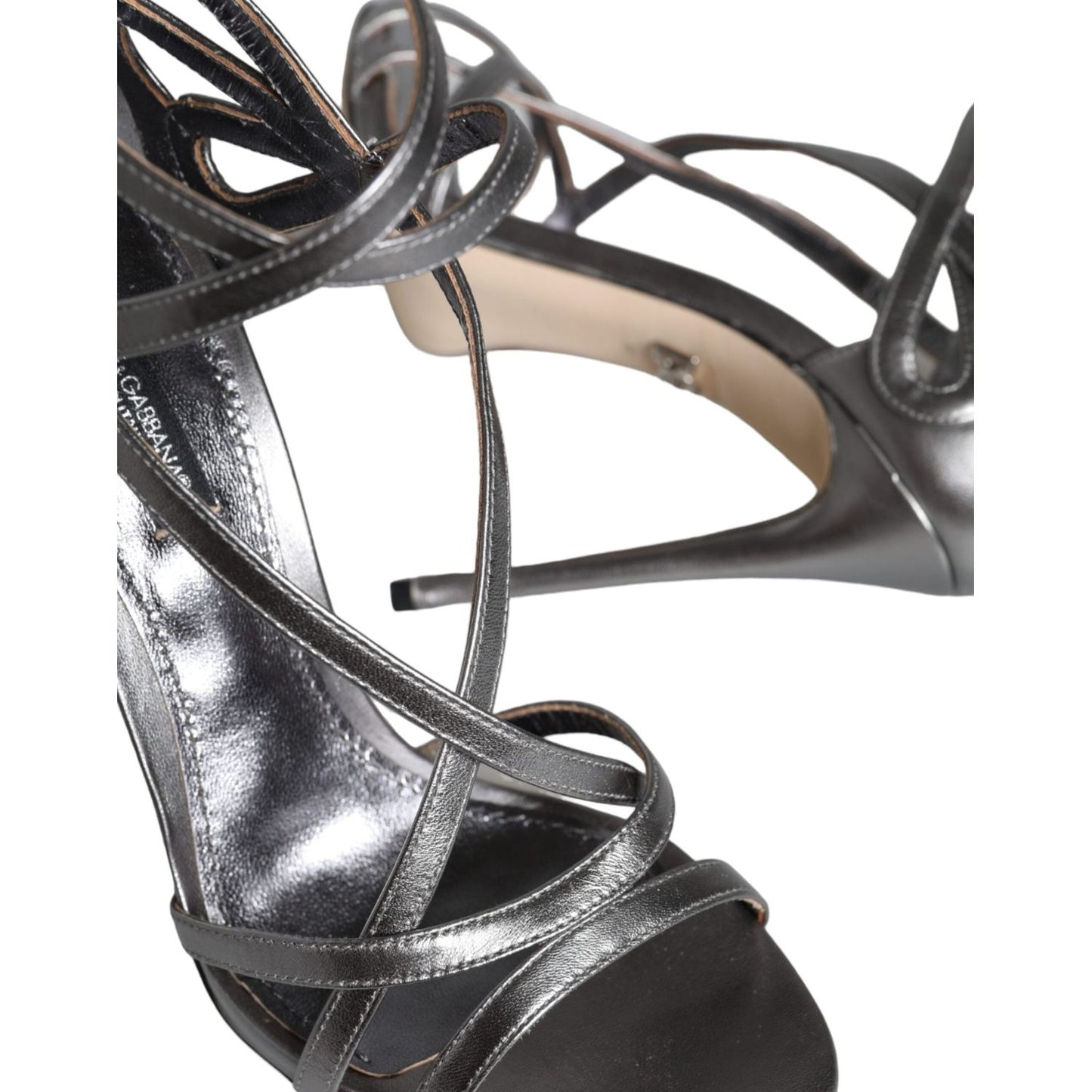 Dolce & Gabbana Silver Keira Leather Heels Sandals Shoes Dolce & Gabbana Dark Slate Gray