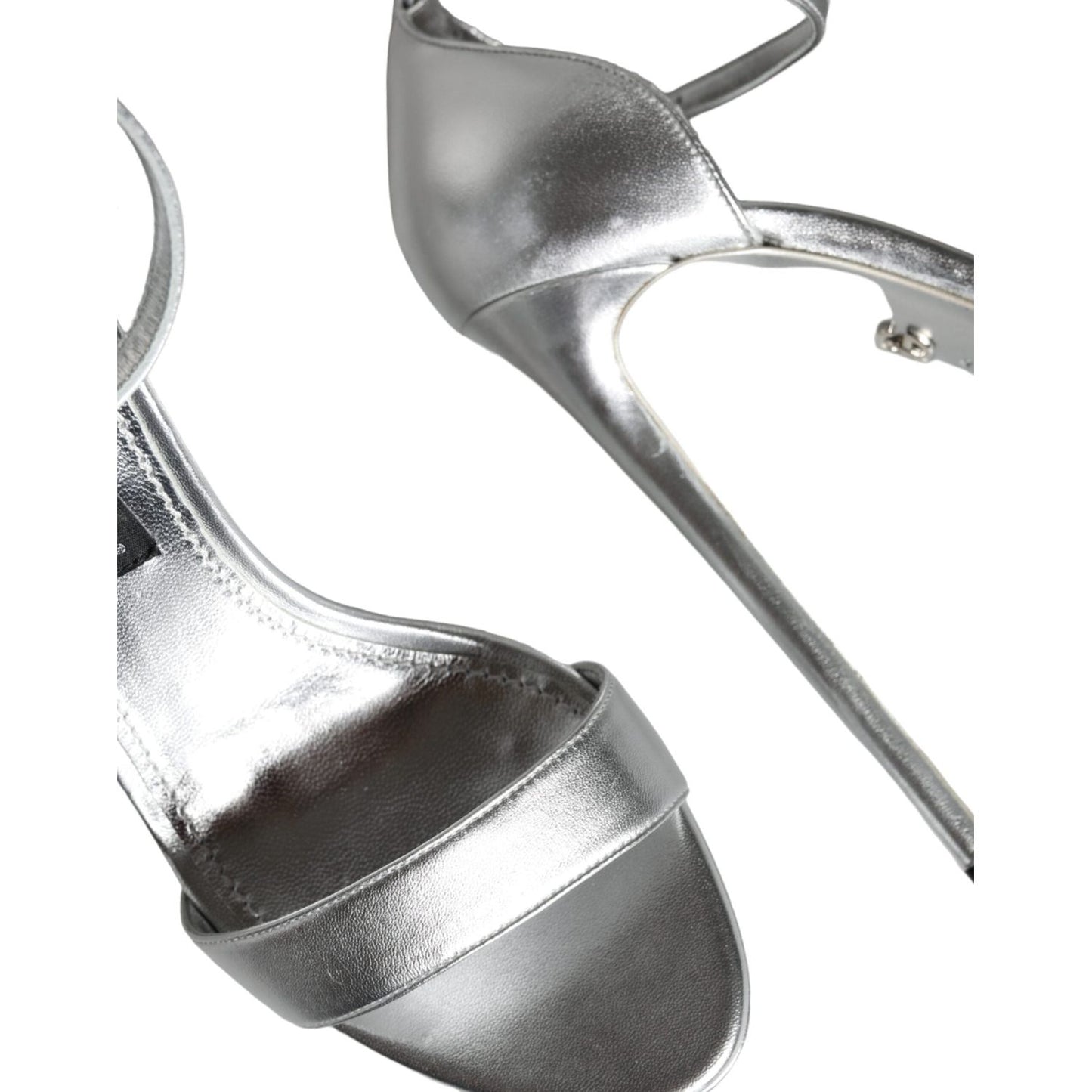 Dolce & Gabbana Silver Leather Platform Keira Sandals Shoes Dolce & Gabbana Dim Gray