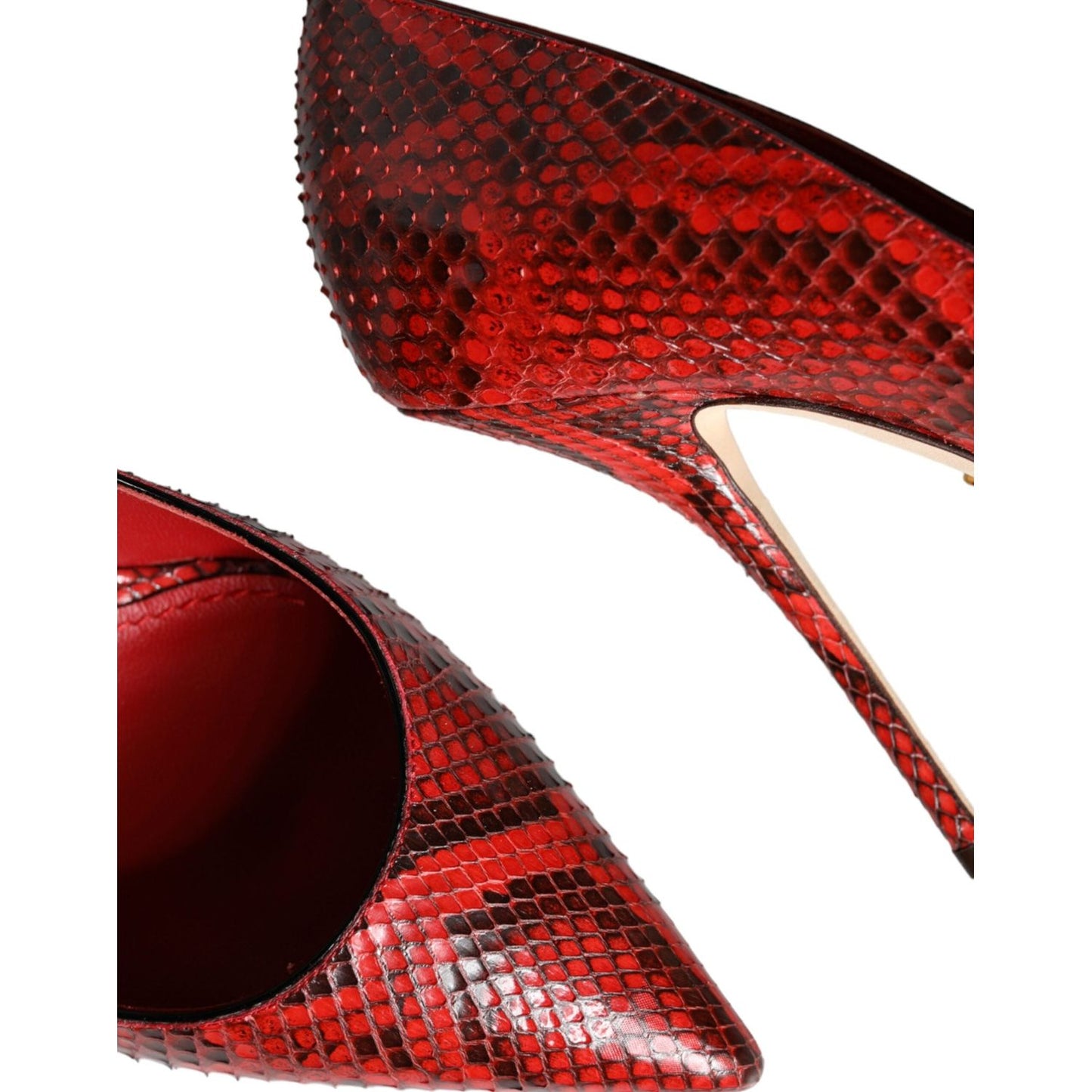 Dolce & Gabbana Red Leather Stiletto High Heels Pumps Shoes Dolce & Gabbana Dark Red