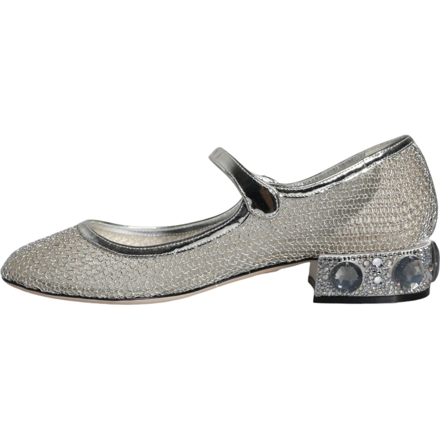 Dolce & Gabbana Silver Mesh Crystal Mary Jane Pumps Shoes Dolce & Gabbana Rosy Brown