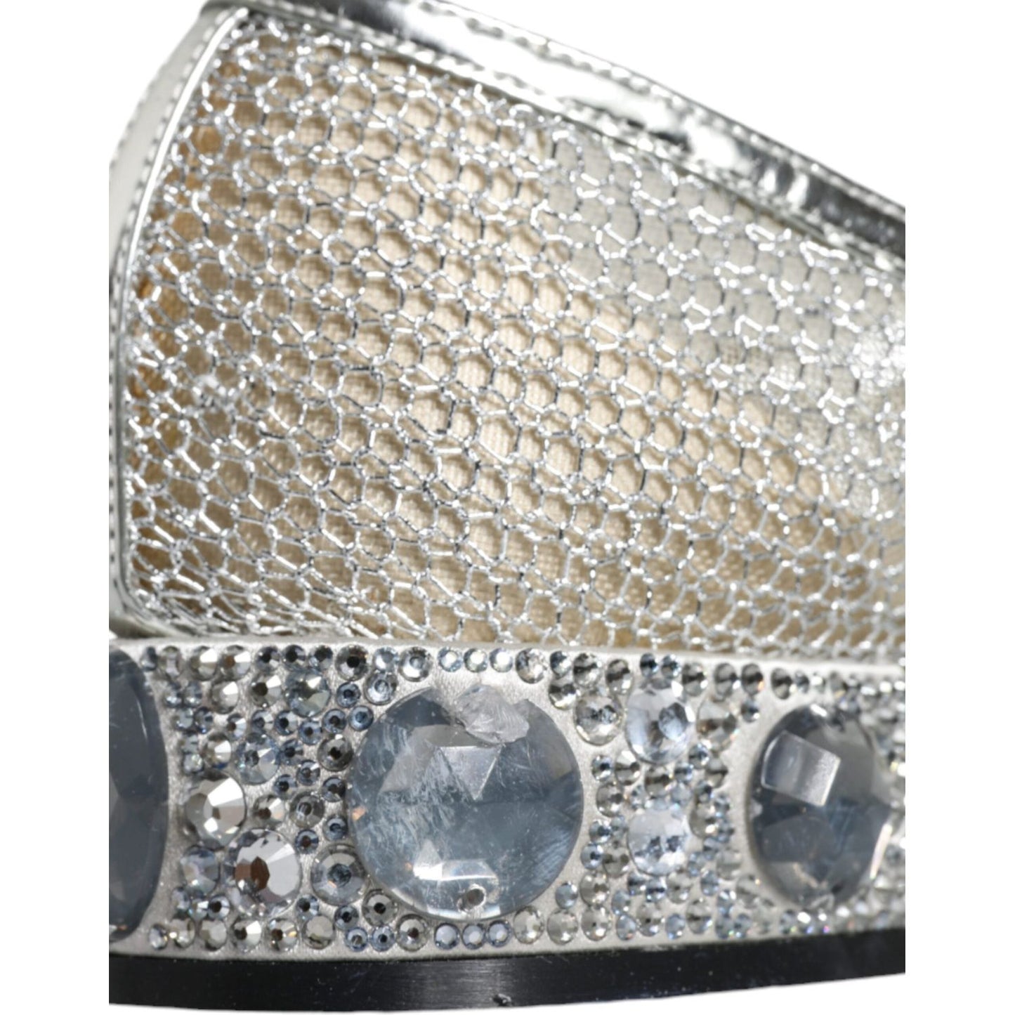Dolce & Gabbana Silver Mesh Crystal Mary Jane Pumps Shoes Dolce & Gabbana Dark Gray