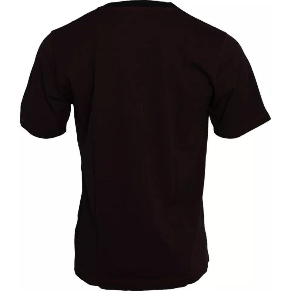 Dolce & Gabbana Bordeaux Crown Print Round Neck Cotton T-shirt Dolce & Gabbana Black