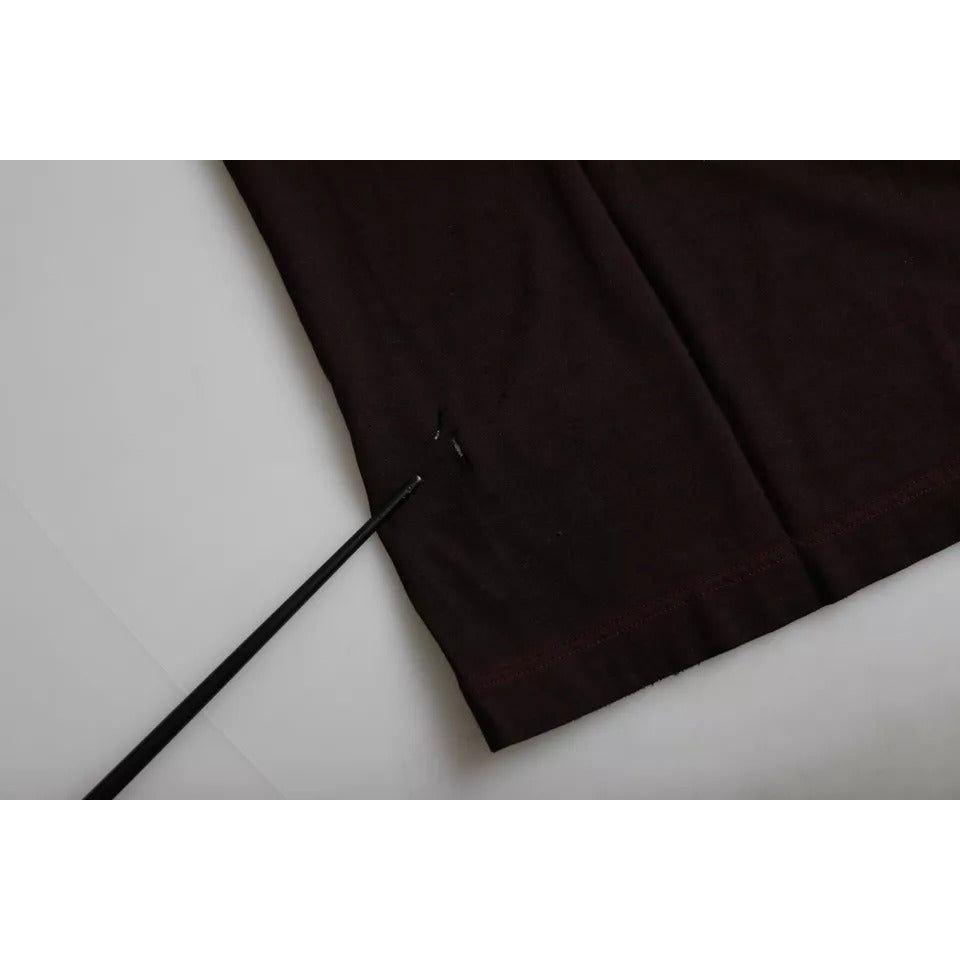 Dolce & Gabbana Bordeaux Crown Print Round Neck Cotton T-shirt Dolce & Gabbana Dark Gray