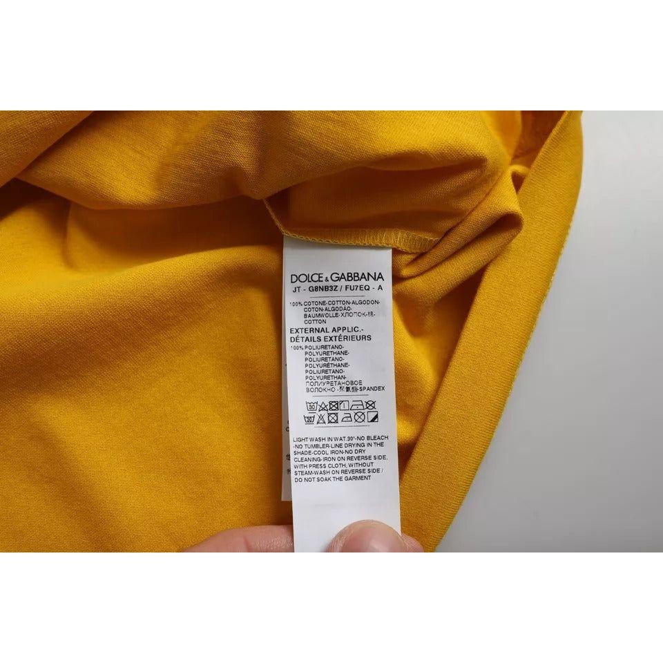 Dolce & Gabbana Dark Yellow Logo Cotton Round Neck T-shirt Dolce & Gabbana Dark Goldenrod