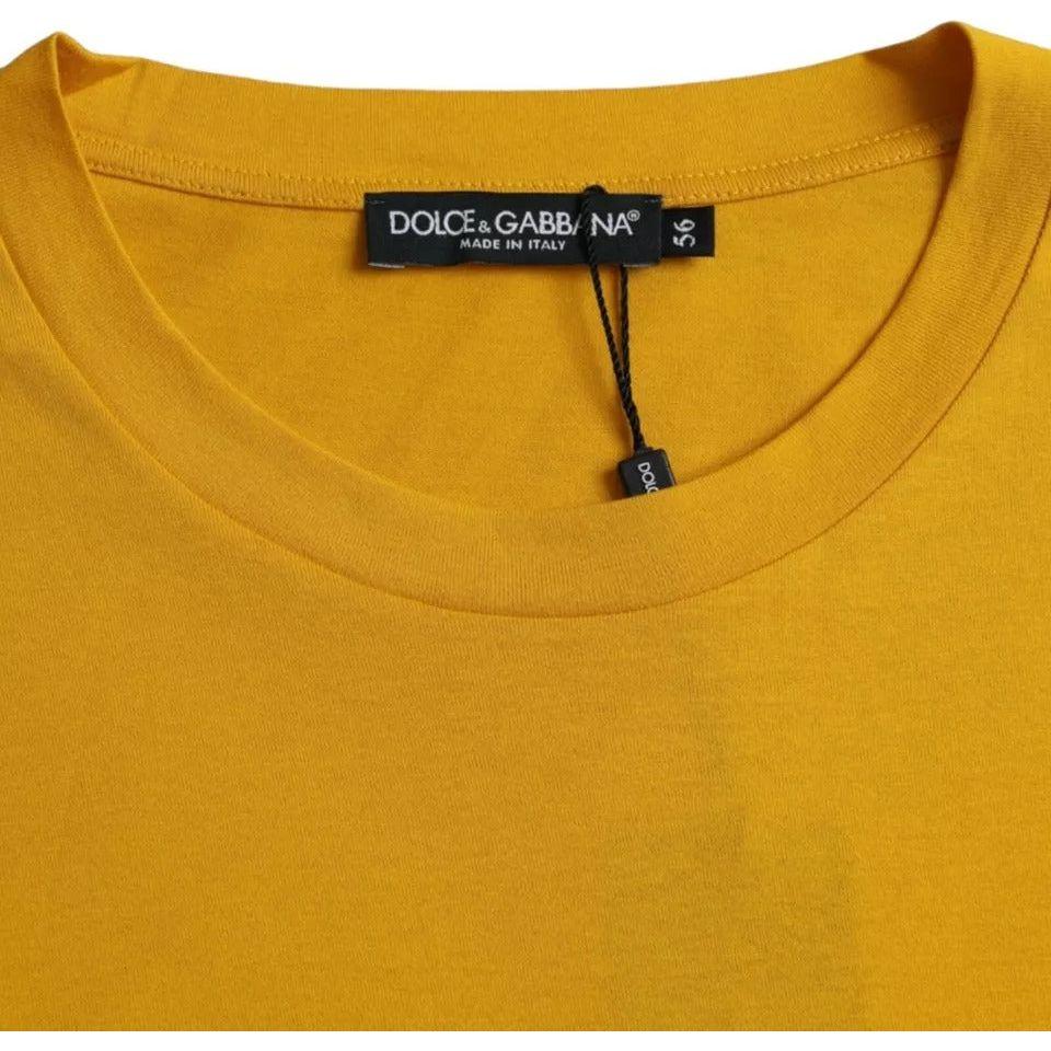 Dolce & Gabbana Dark Yellow Logo Cotton Round Neck T-shirt Dolce & Gabbana Dark Goldenrod