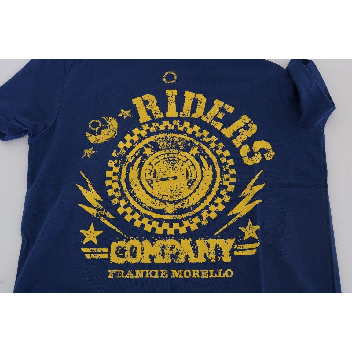 Frankie Morello Stylish Blue Riders Motif Cotton Tee Frankie Morello Dark Khaki