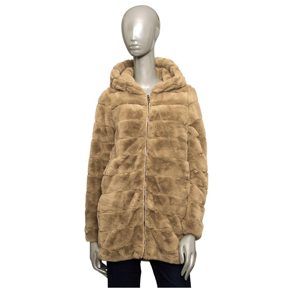 Baldinini Trend Beige Polyester Women Coat Baldinini Trend Rosy Brown