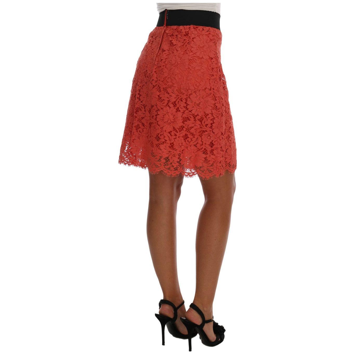 Dolce & Gabbana Orange Macramé Lace Pencil Skirt Dolce & Gabbana Sienna