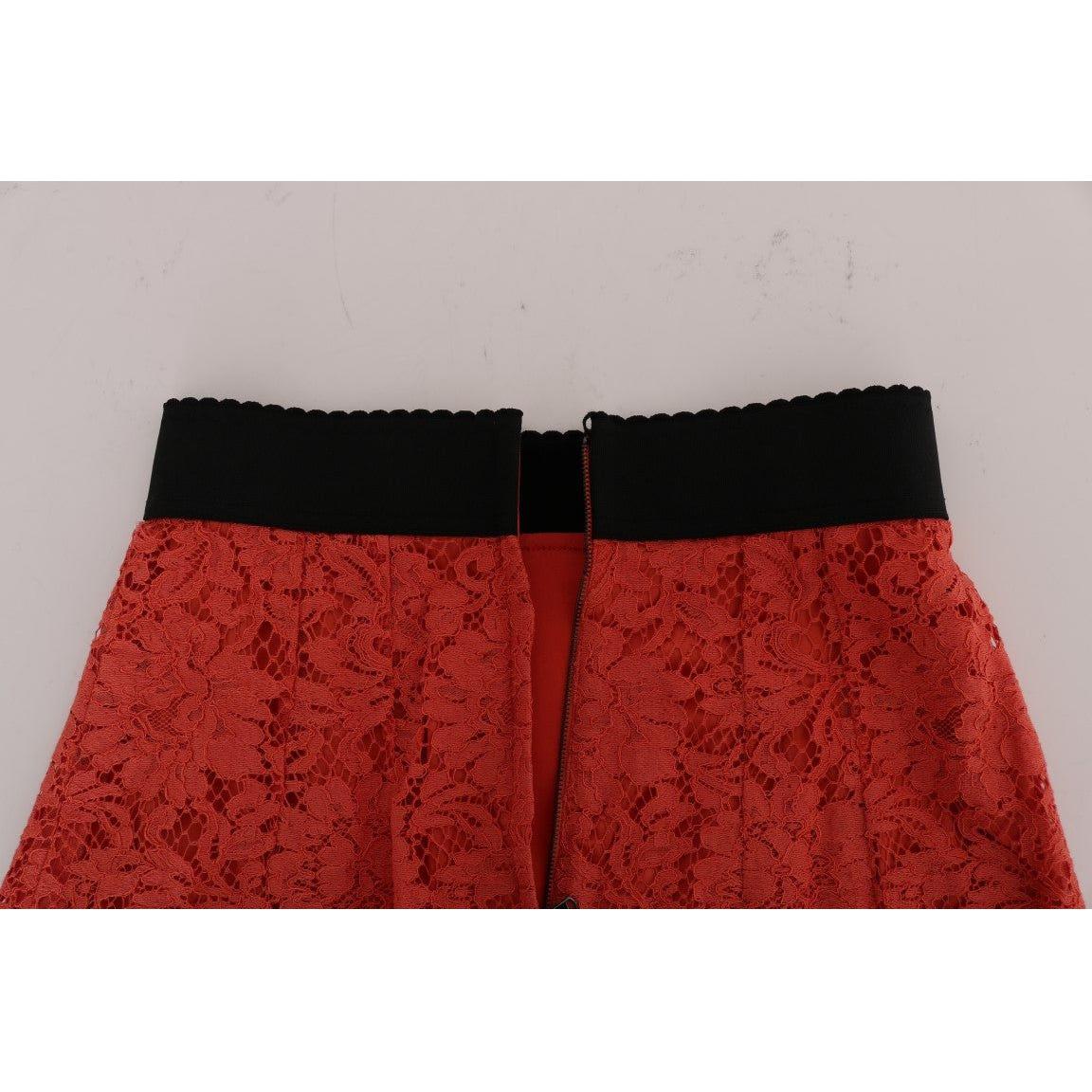Dolce & Gabbana Orange Macramé Lace Pencil Skirt Dolce & Gabbana Gray