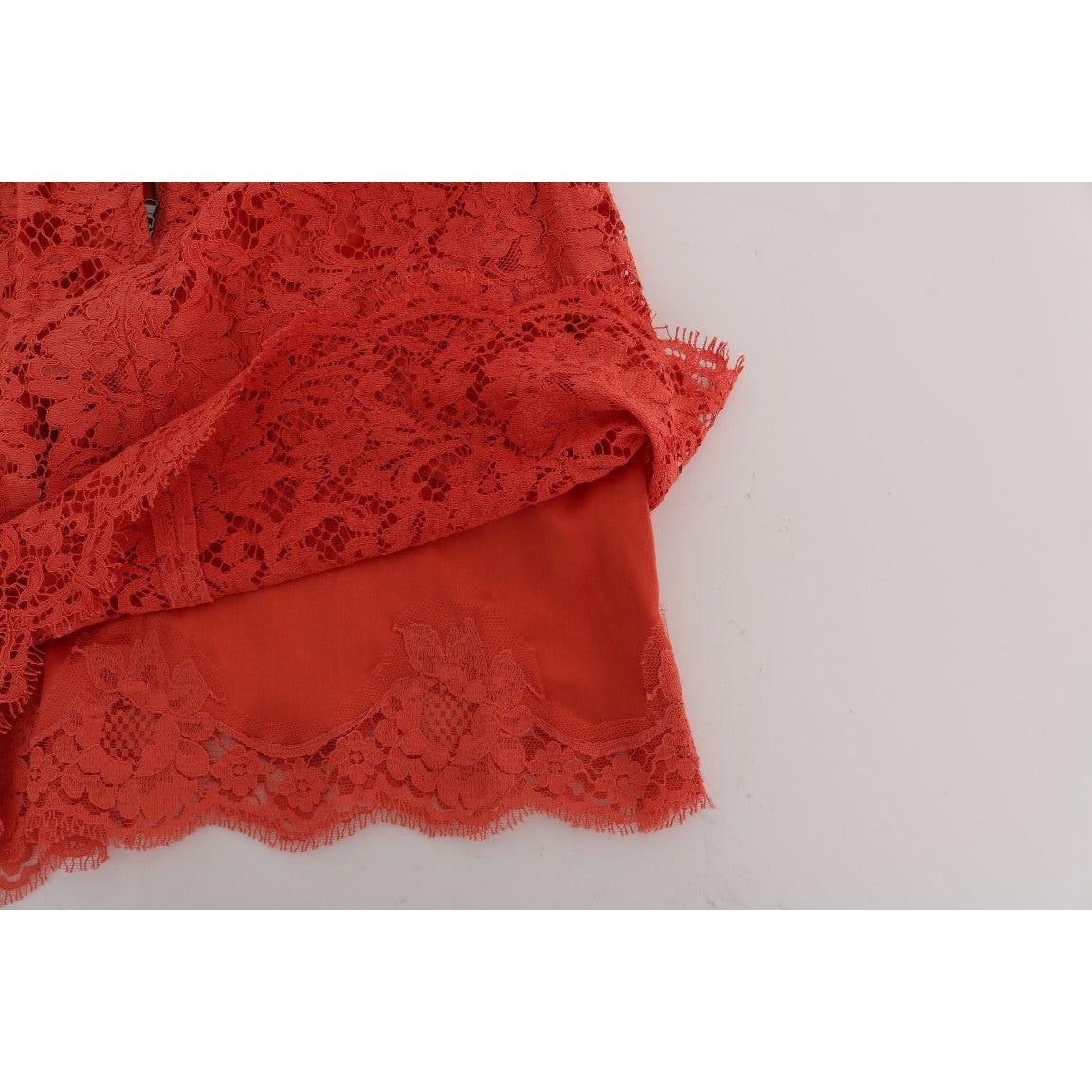 Dolce & Gabbana Orange Macramé Lace Pencil Skirt Dolce & Gabbana Brown