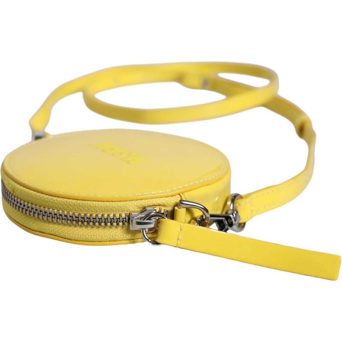 MSGM Yellow Leather Logo Crossbody Sling Shoulder Round Bag MSGM Dark Khaki