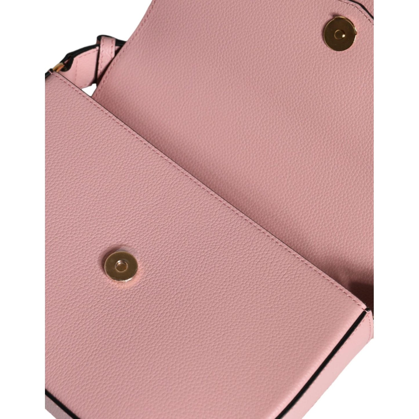 Versace Pink Grainy Calf Leather Logo Crossbody Shoulder Bag Versace Rosy Brown