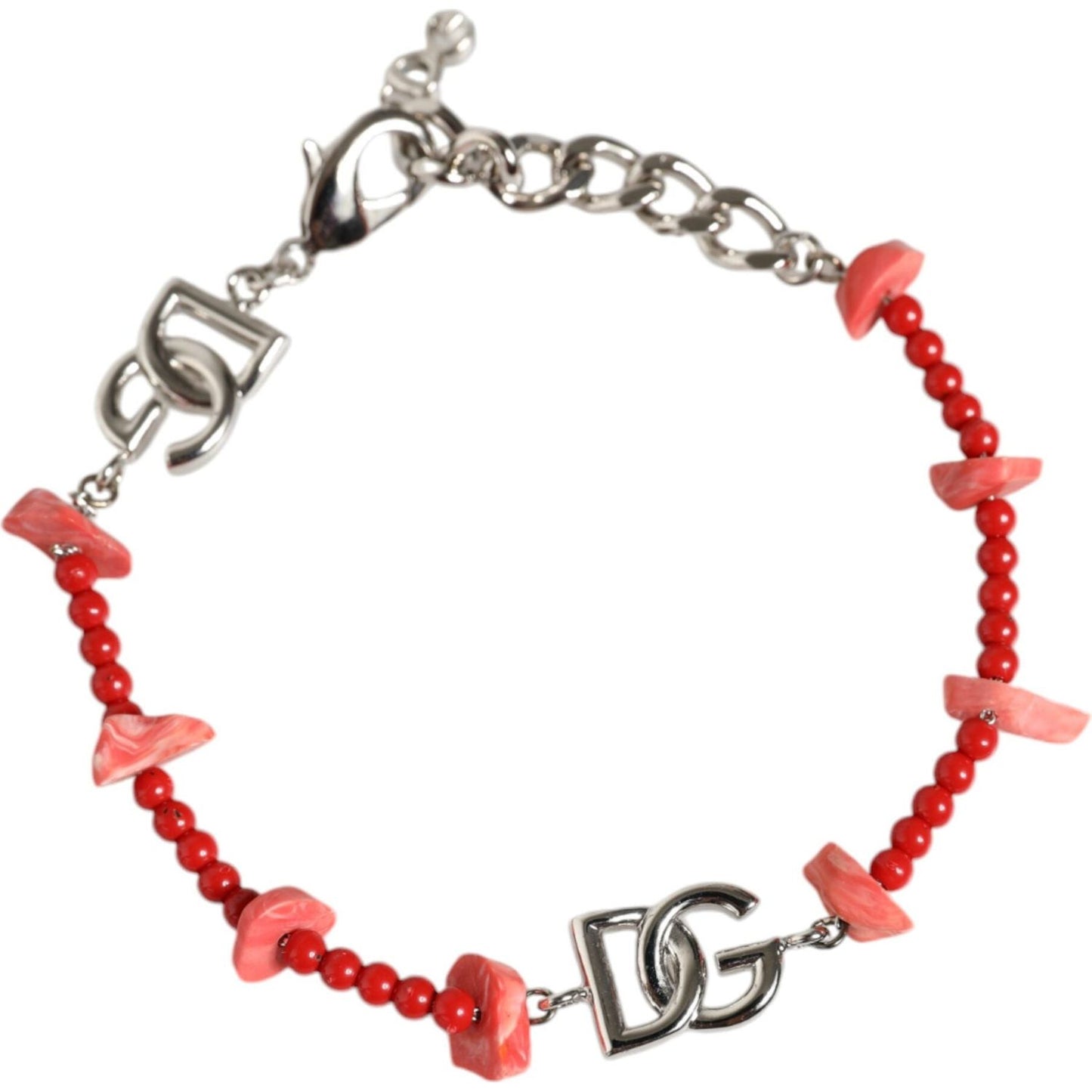 Dolce & Gabbana Silver Tone Brass Beaded Resin DG Logo Chain Bracelet Bracelet Dolce & Gabbana Gray
