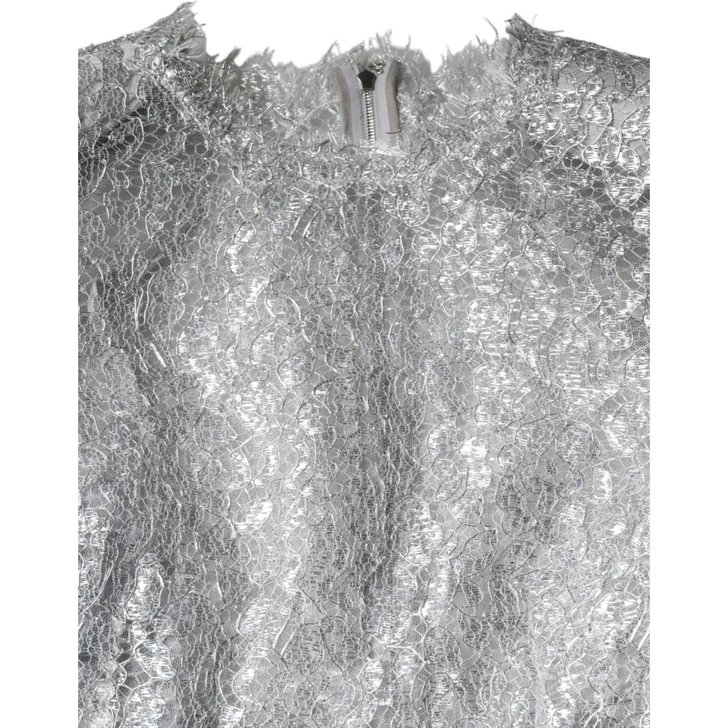 Dolce & Gabbana Silver Floral Lace Bodycon Sheath Midi Dress Dolce & Gabbana Dark Gray