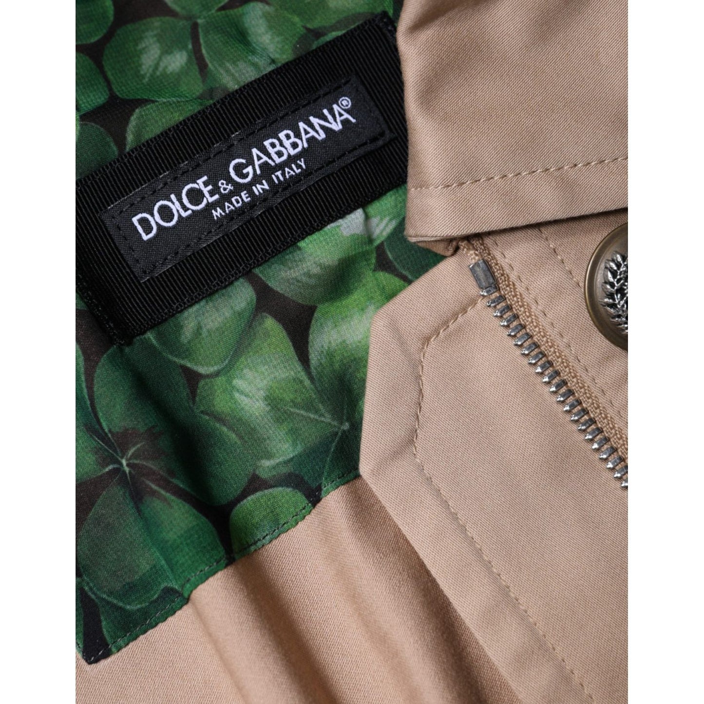 Dolce & Gabbana Beige Cotton Long Sleeve Collared Coat Jacket Dolce & Gabbana Dark Slate Gray