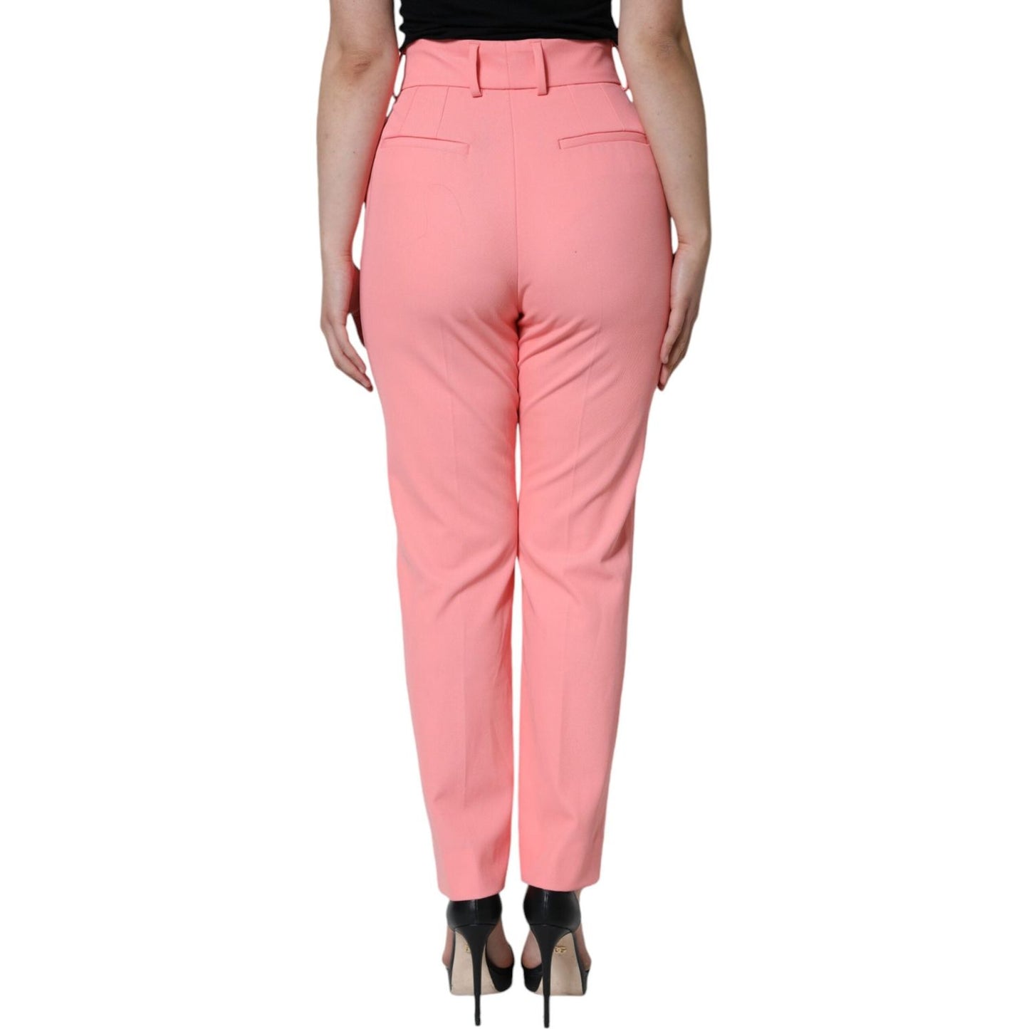Dolce & Gabbana Rose Pink Polyester High Waist Tapered Pants Dolce & Gabbana Dark Salmon