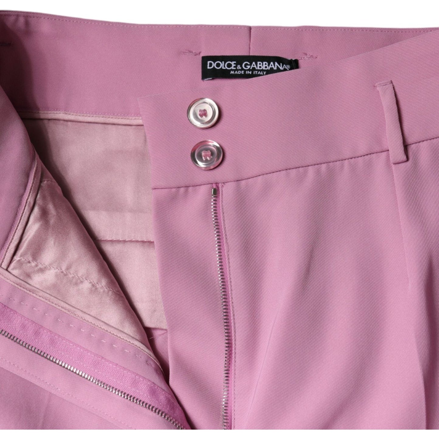 Dolce & Gabbana Pink Polyester High Waist Women Tapered Pants Dolce & Gabbana Rosy Brown