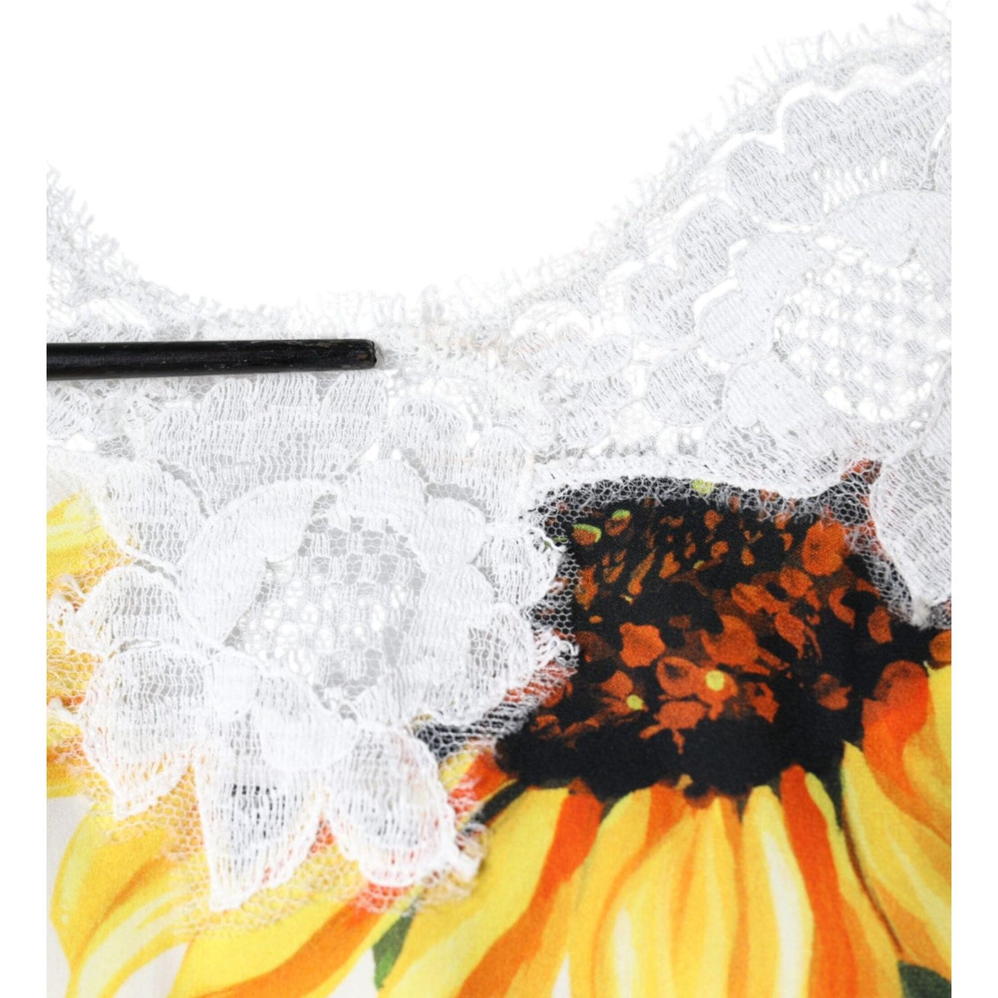 Dolce & Gabbana White Silk Sunflower Lace Sleeveless Tank Top Dolce & Gabbana Antique White