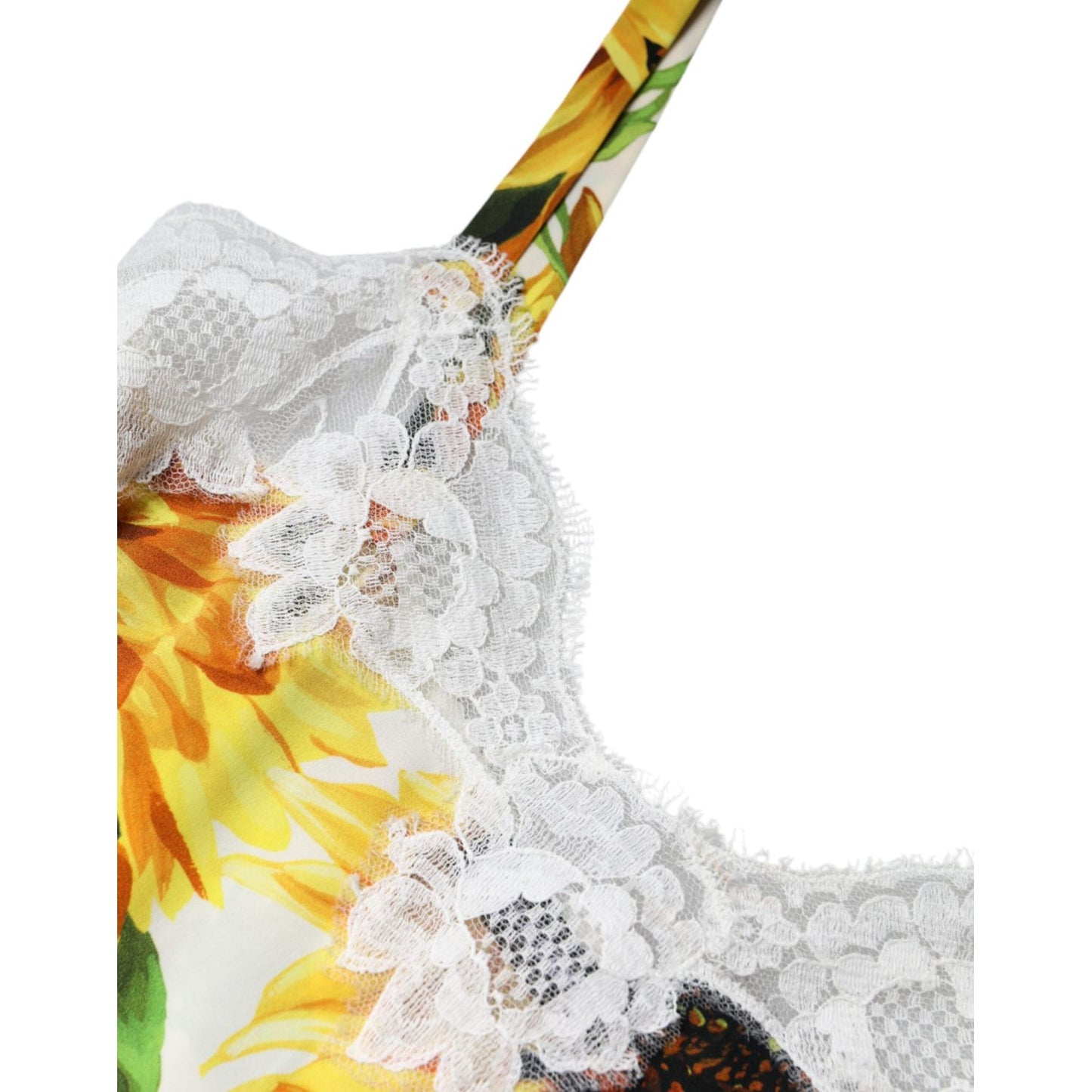 Dolce & Gabbana White Silk Sunflower Lace Sleeveless Tank Top Dolce & Gabbana Light Gray